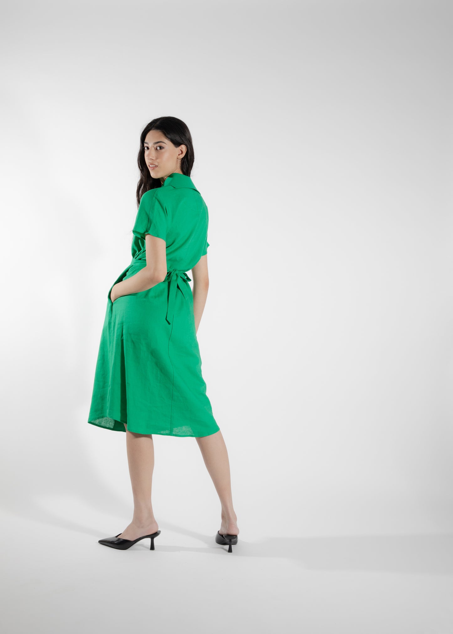 Robe chemise verte Callitriche M DEFECT