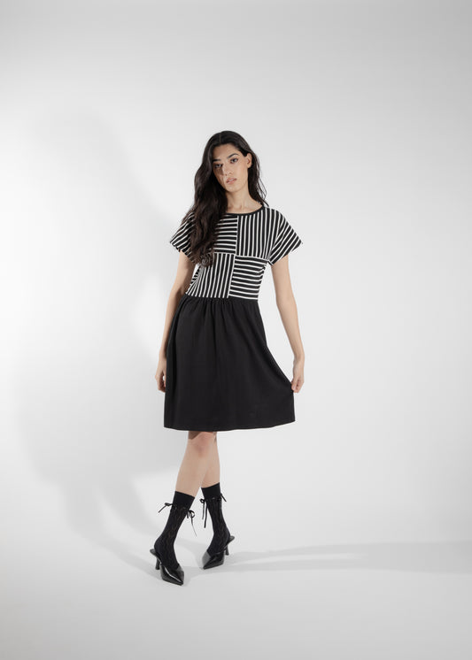 Robe ample deux tons rayé/noir Ulva