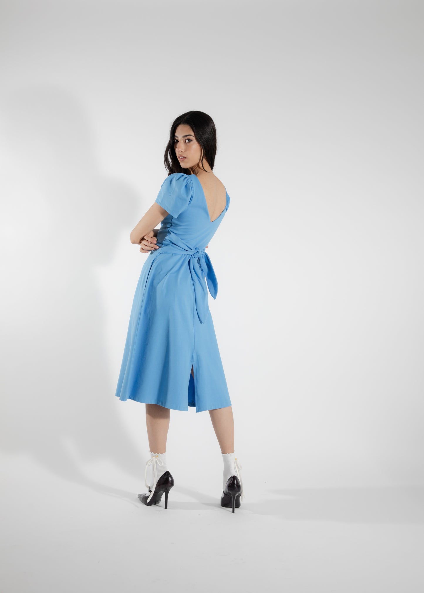 Robe longue réversible bleu Azur Naïade M DEFECT
