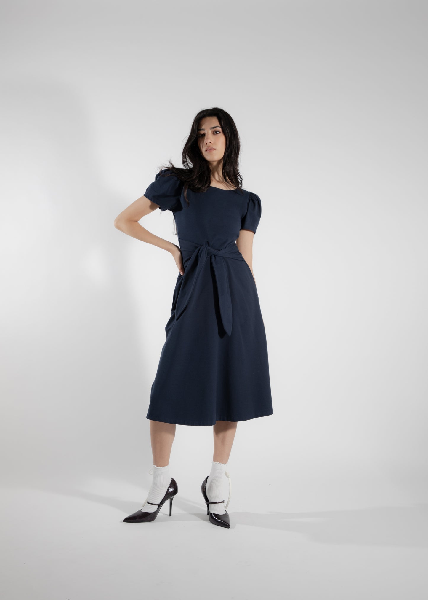 Robe longue réversible marine Naïade L DEFECT