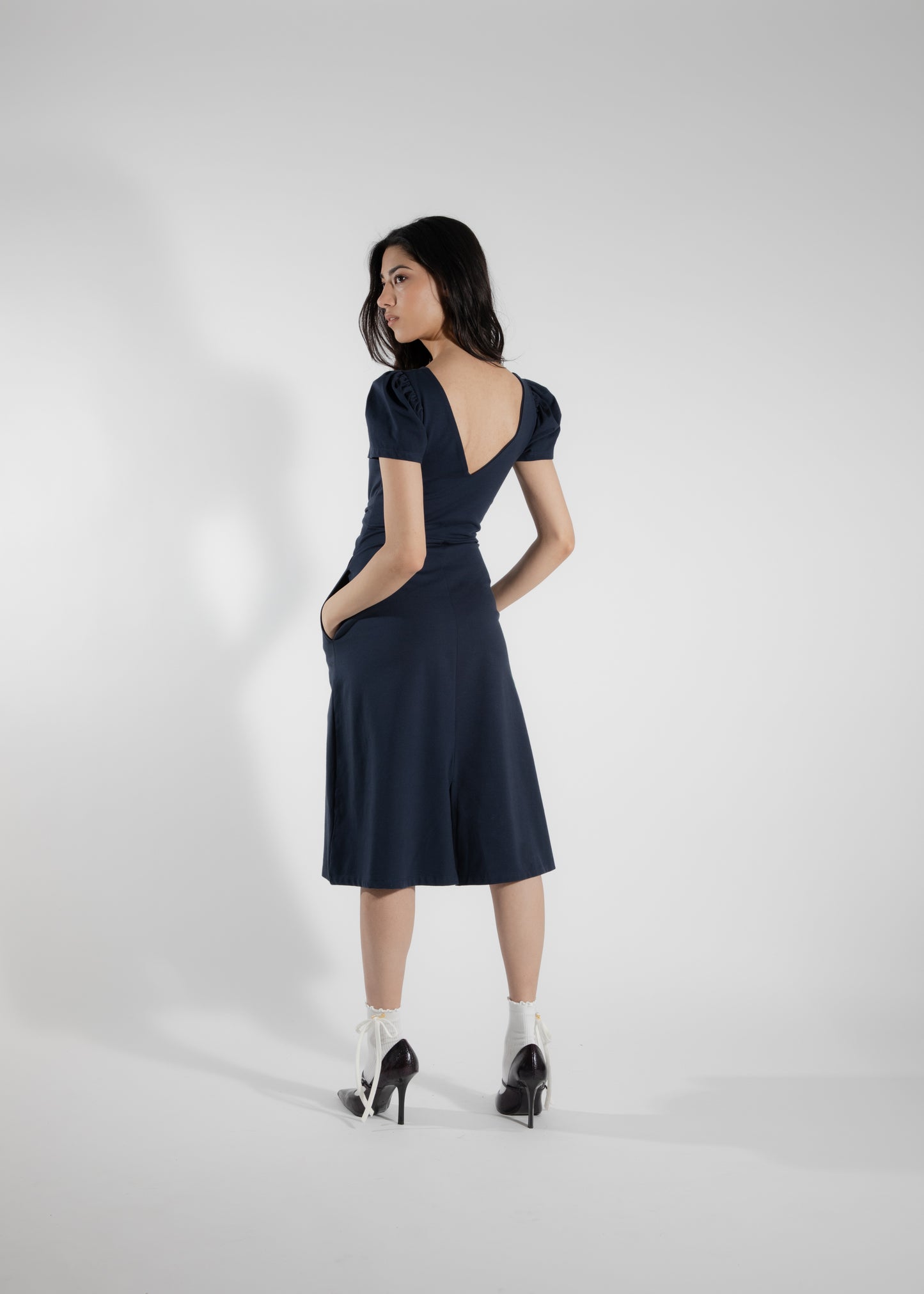 Robe longue réversible marine Naïade L DEFECT