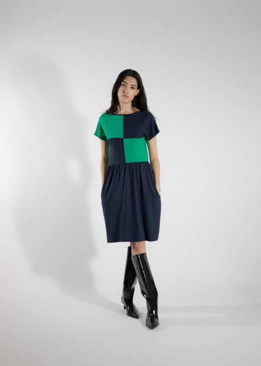 Robe ample deux tons vert/marine Ulva