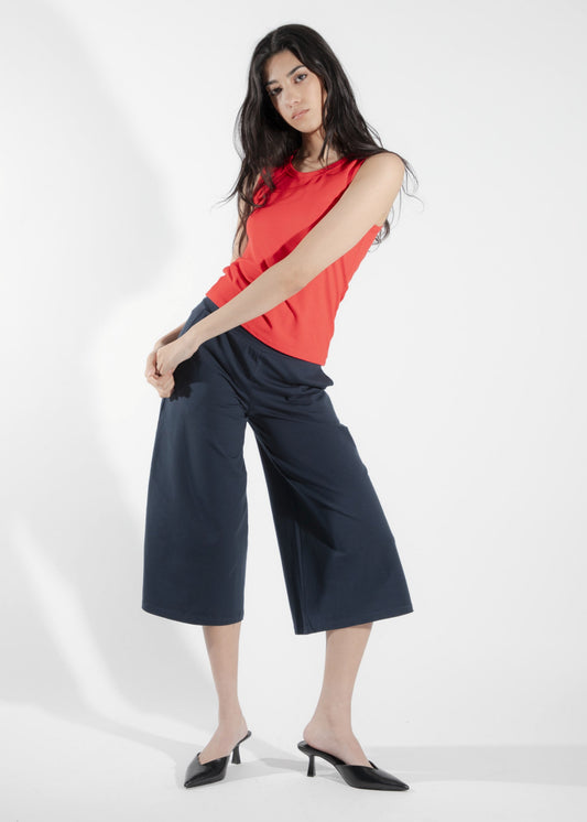 Pantalon marine en coton stretch Chara