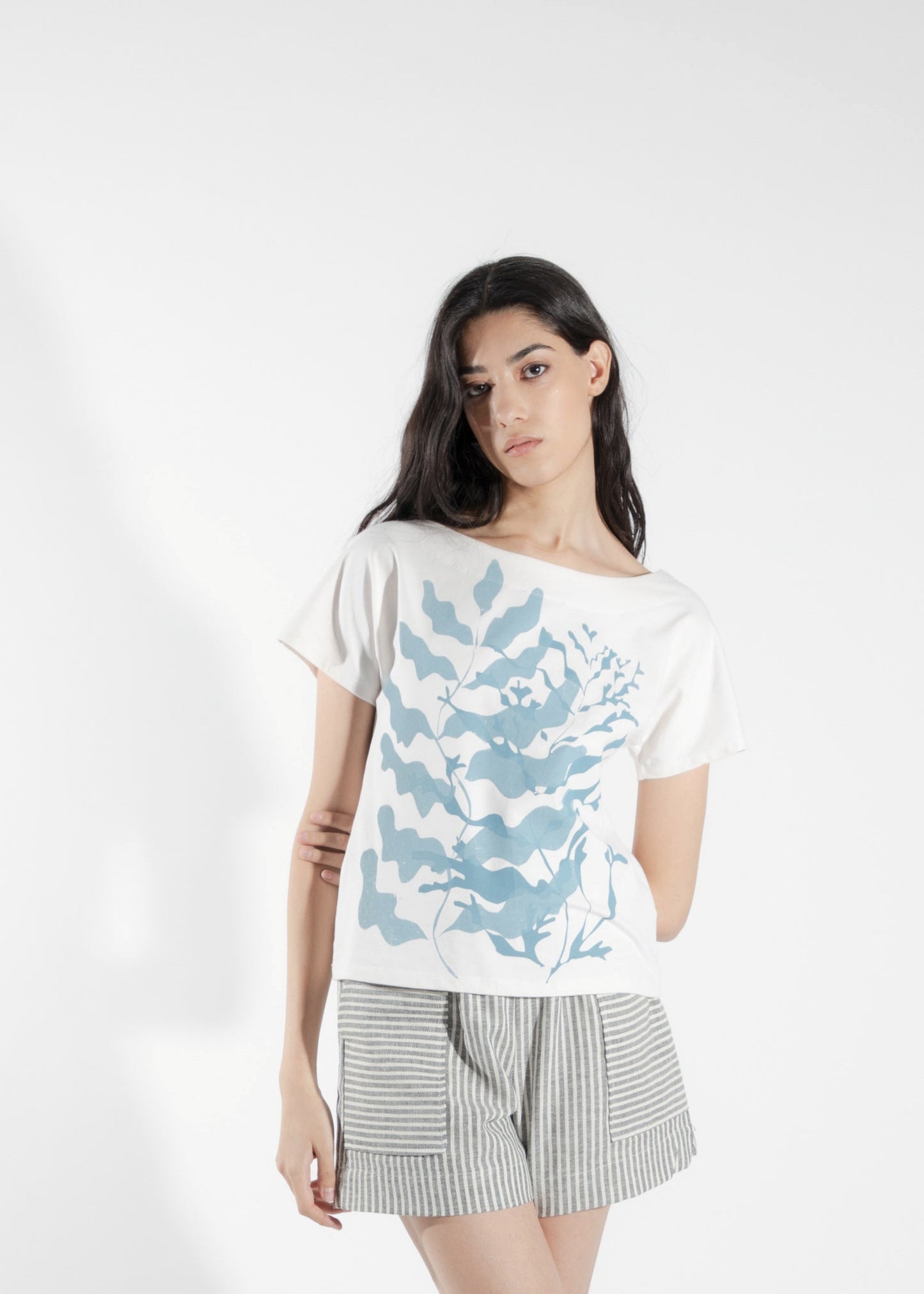 T-shirt imprimé blanc Isoète