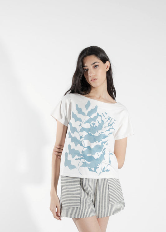 T-shirt imprimé blanc Isoète