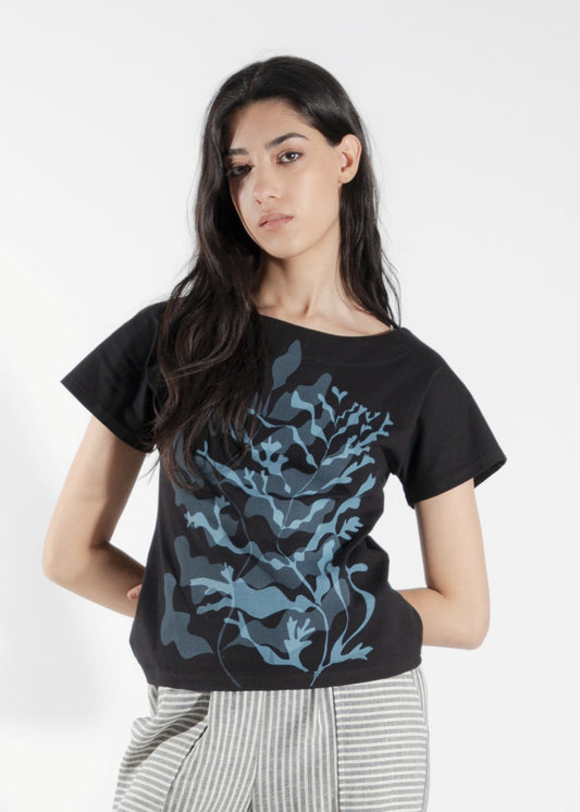 T-shirt imprimé noir Isoète