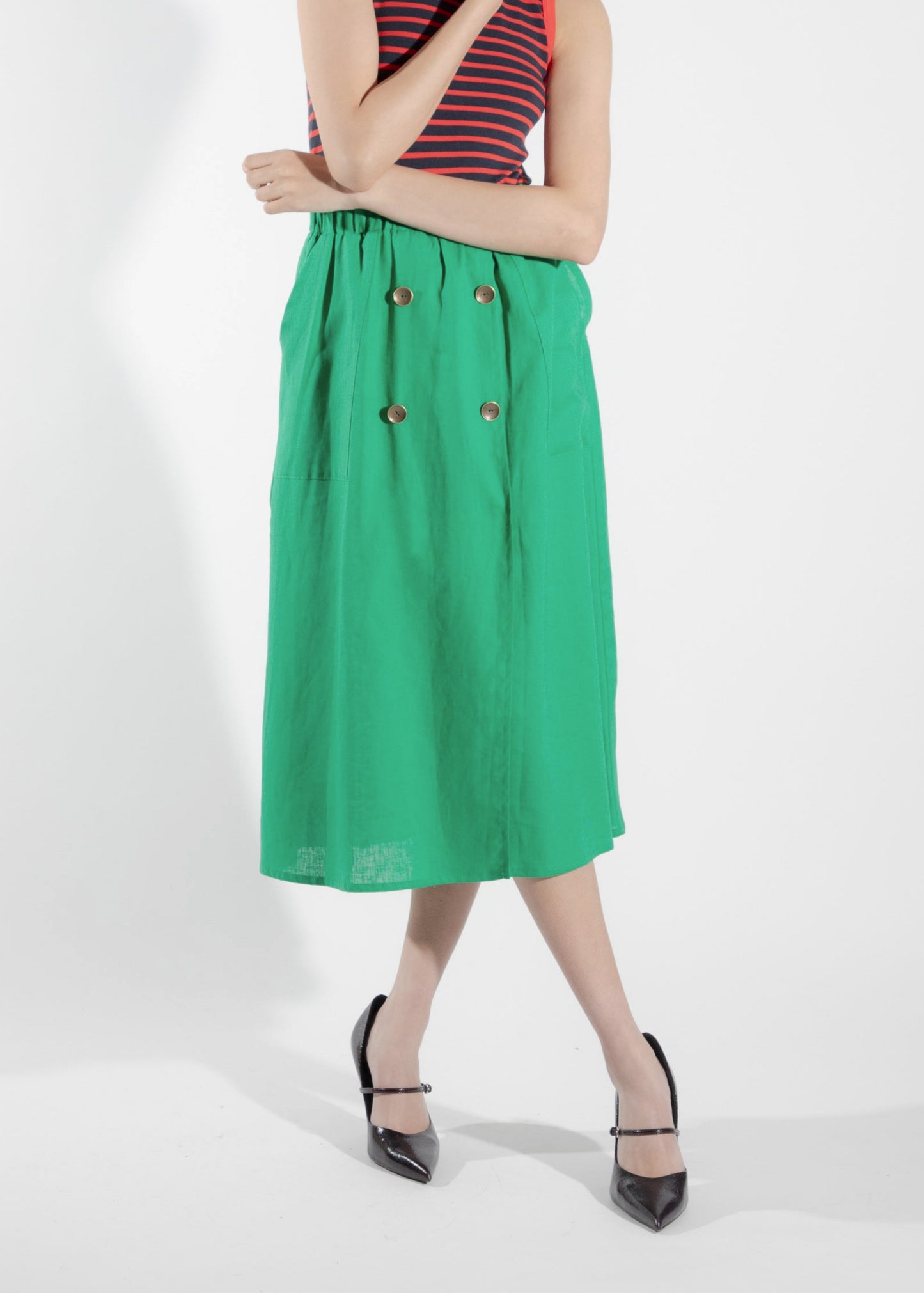 Jupe en porte-feuille verte Nymphéa