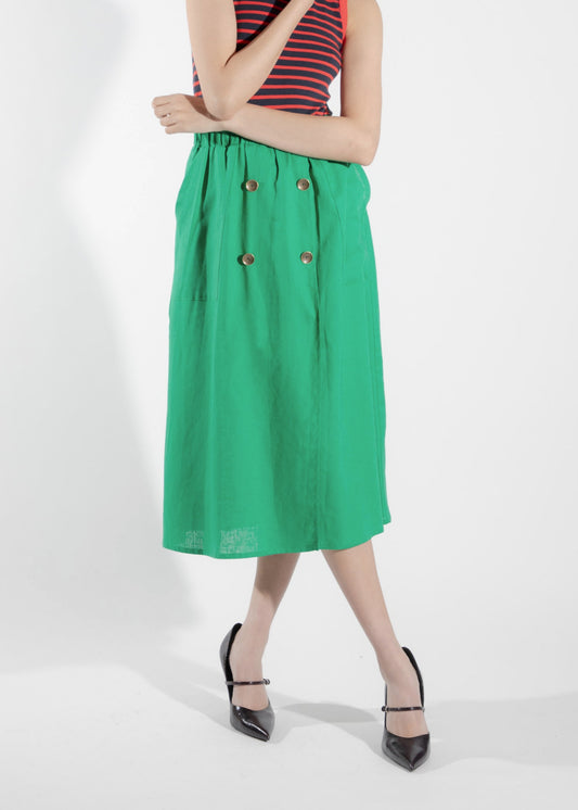Jupe en porte-feuille verte Nymphéa