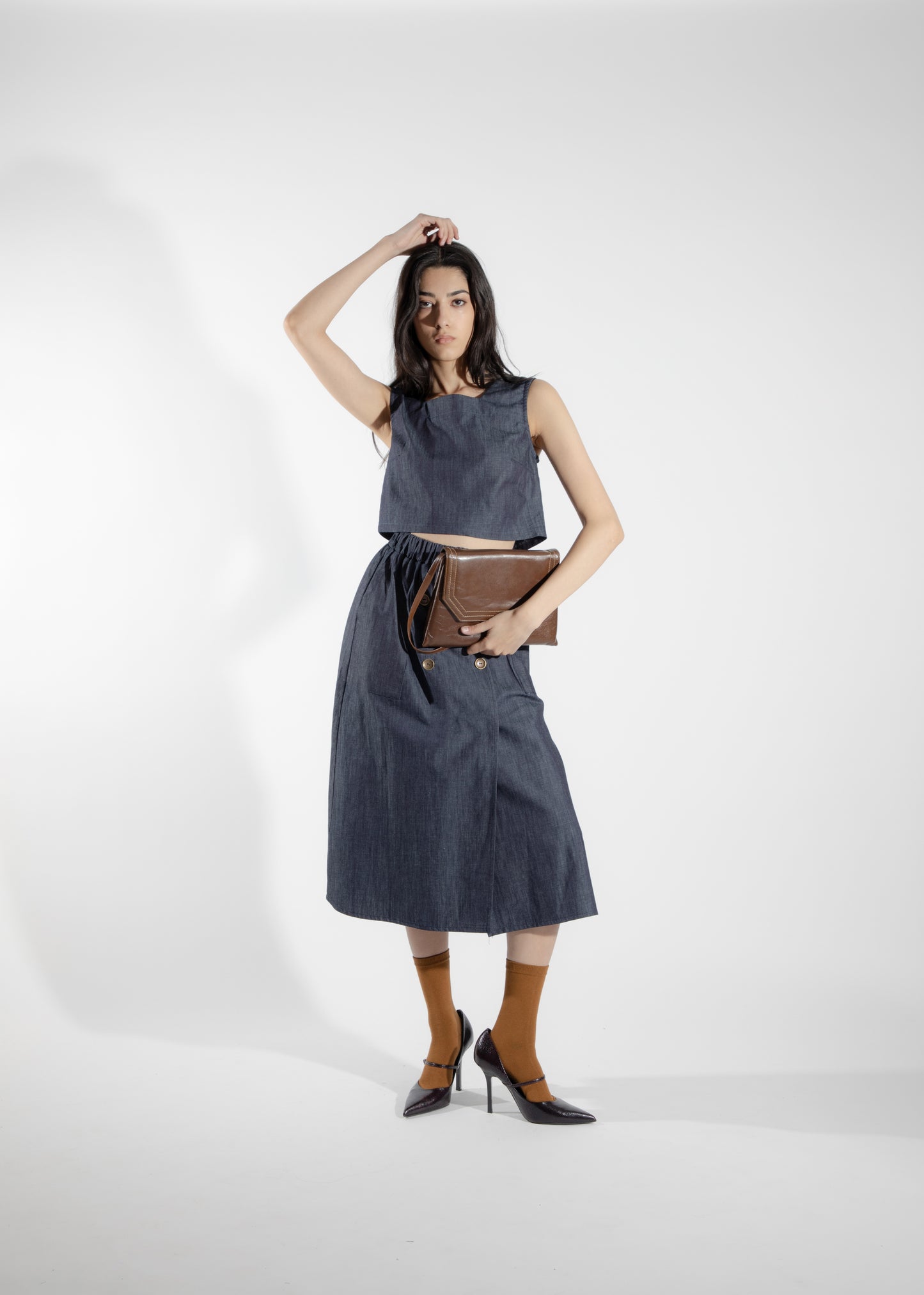 Haut court denim Prêle