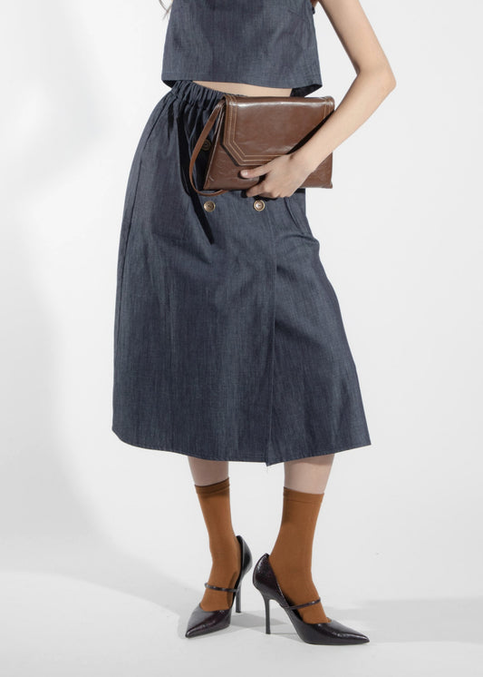 Jupe en porte-feuille denim Nymphéa
