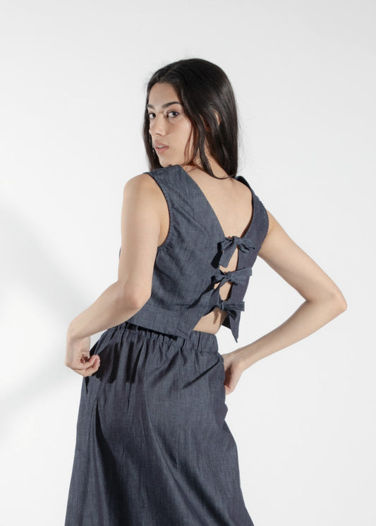 Haut court denim Prêle