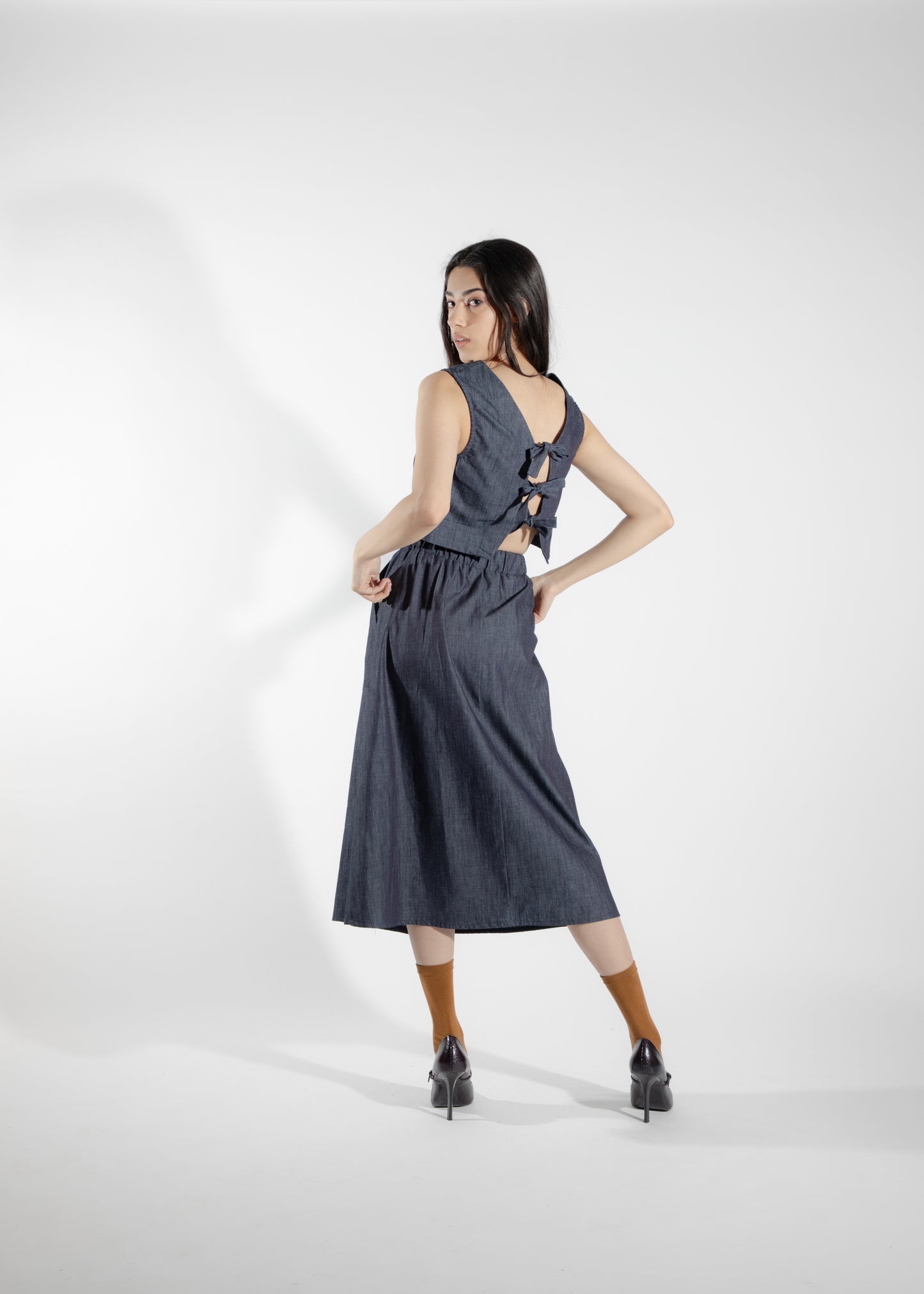 Jupe en porte-feuille denim Nymphéa