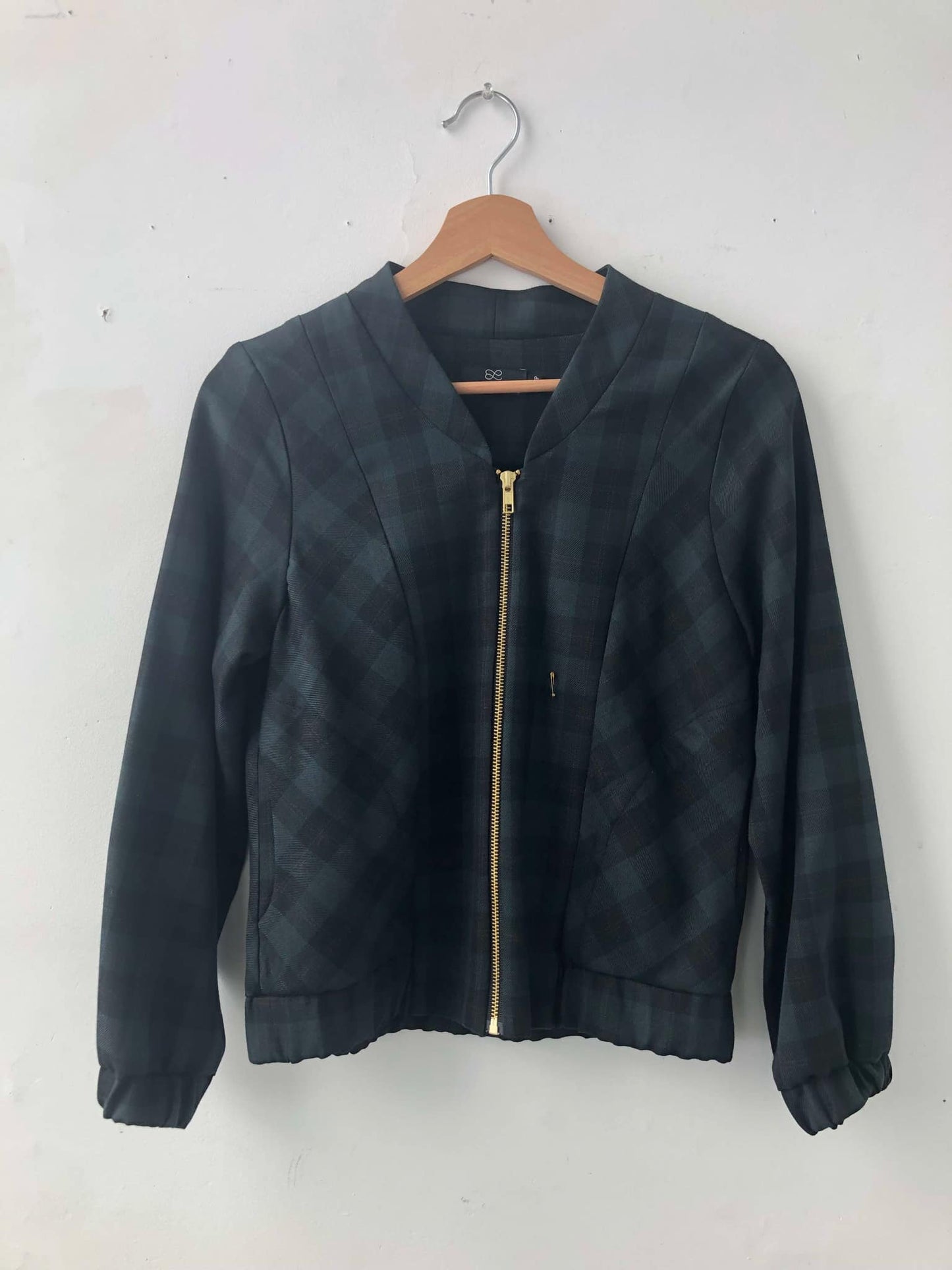 Blouson zip tartan noir/fôret Redrawn - Très-petit/Extra-small