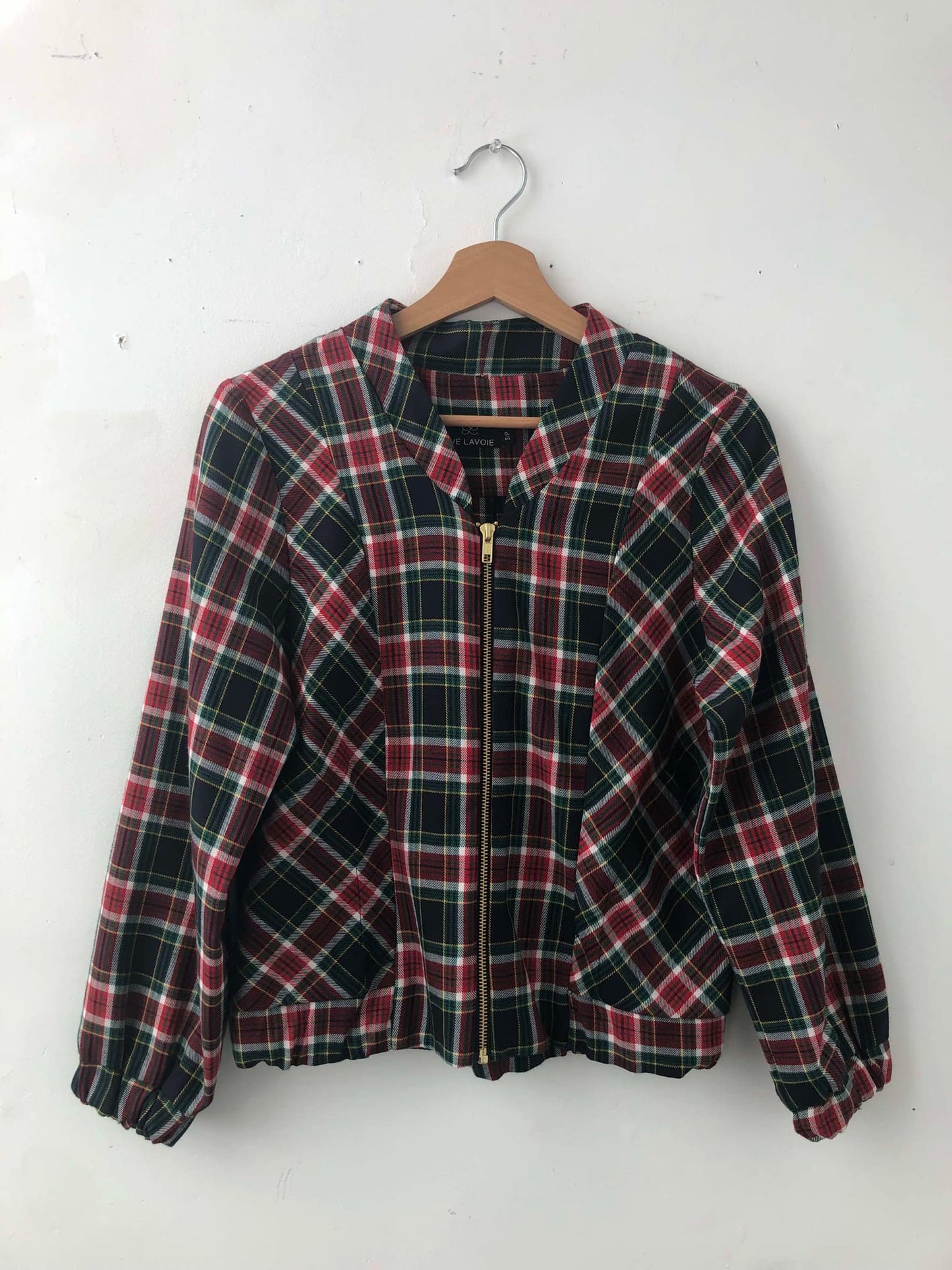 Blouson zip tartan blanc/marine Redrawn - Petit/Small