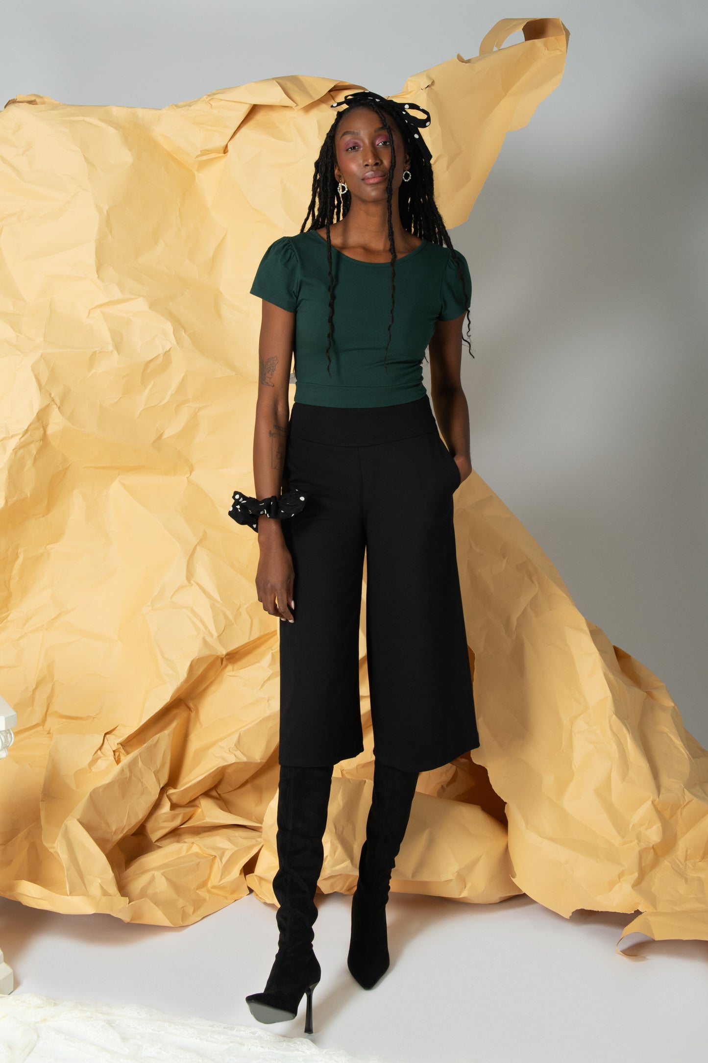 Pantalon vert en coton stretch Alcé (soldes)