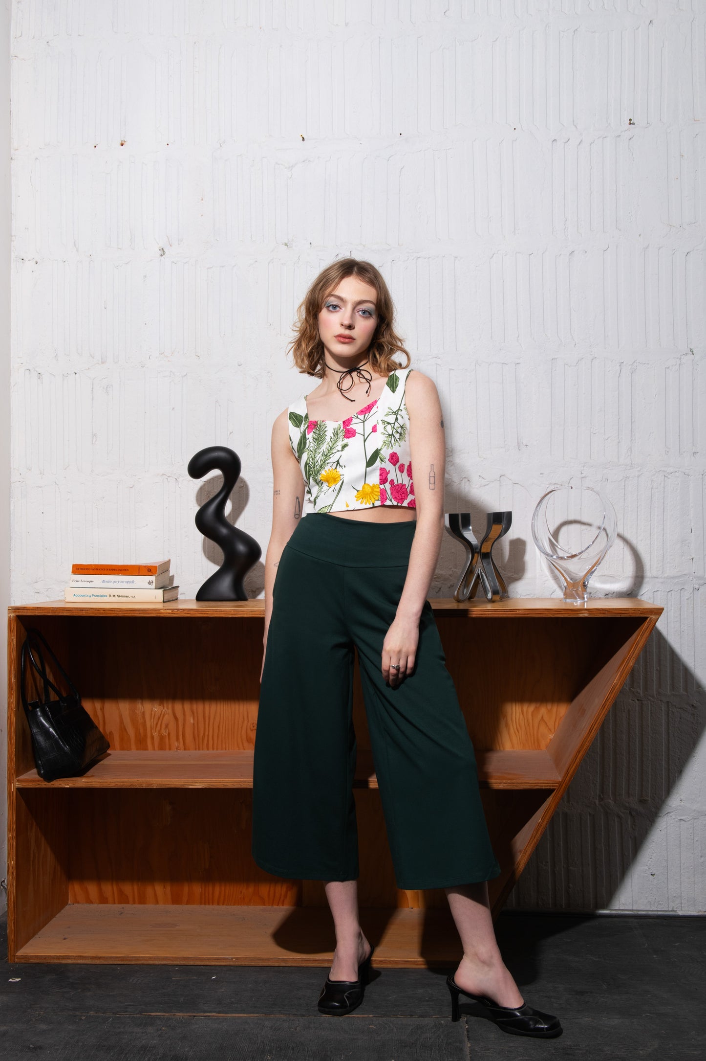 Pantalon vert en coton stretch Alcé (soldes)