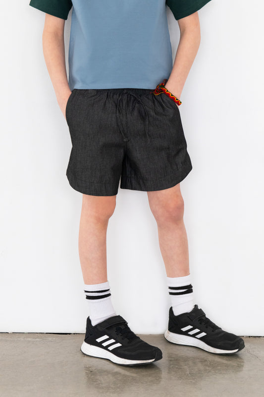 Short en denim noir évolutif pour enfants