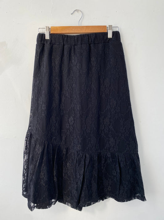 Jupe à volants dentelle noire Aporià (soldes)