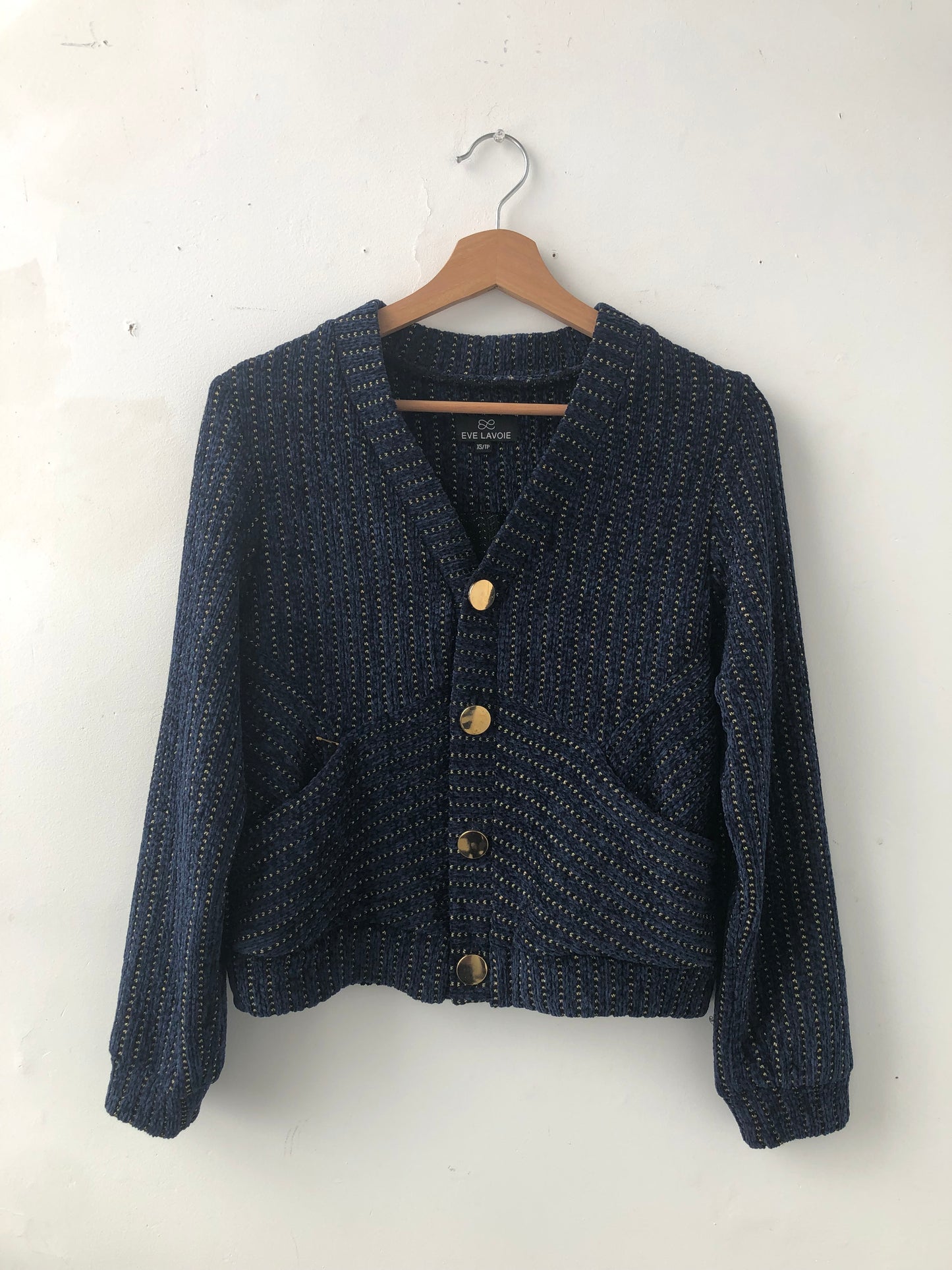 Cardigan en tricot marine Gold Lion - Très petit/Extra-small