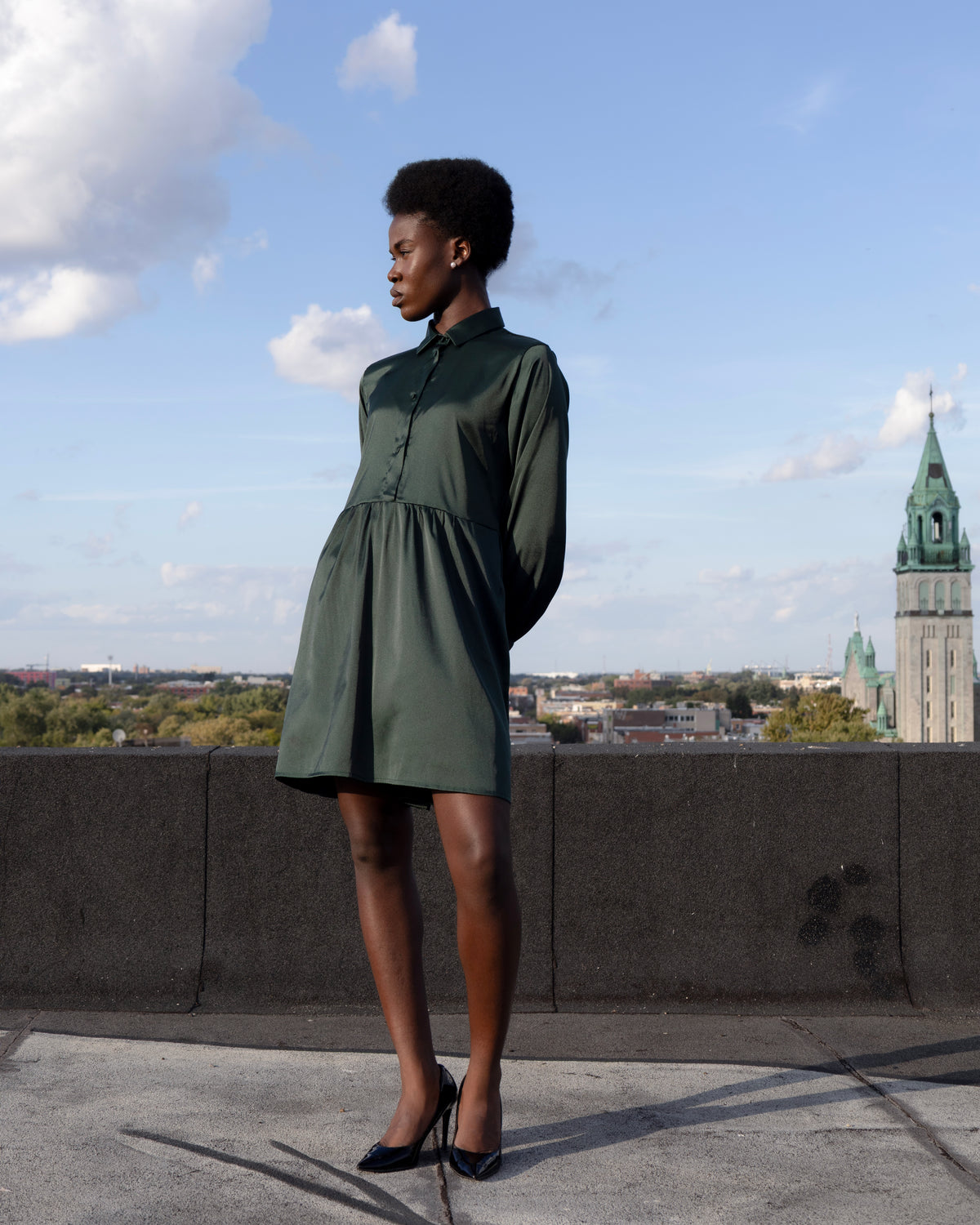 Robe Jade satin vert