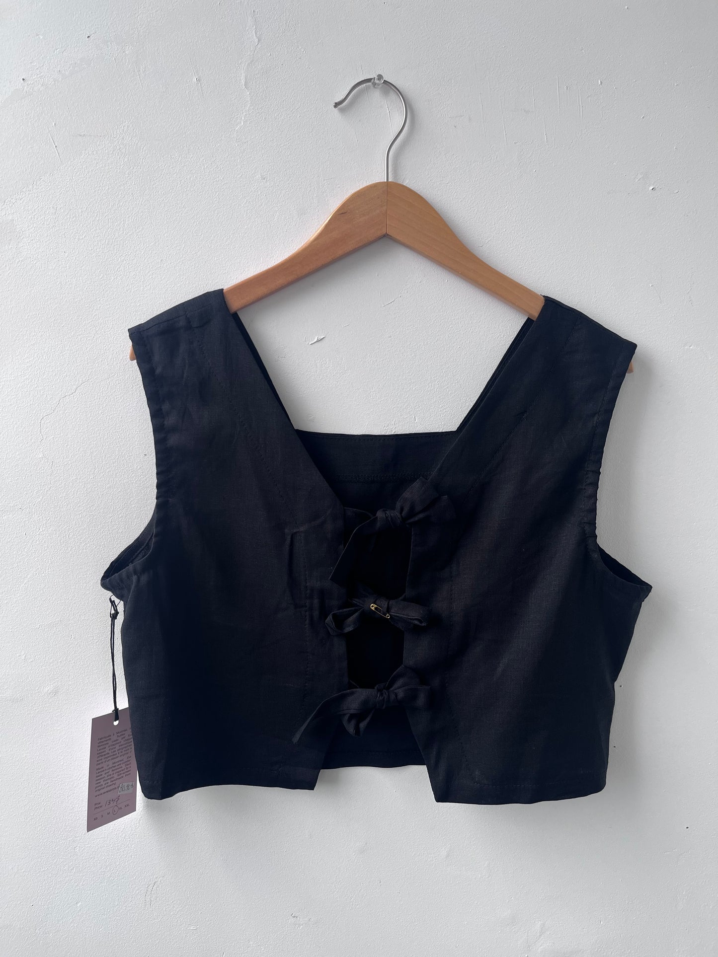 Haut court tissé noir Prêle L DEFECT