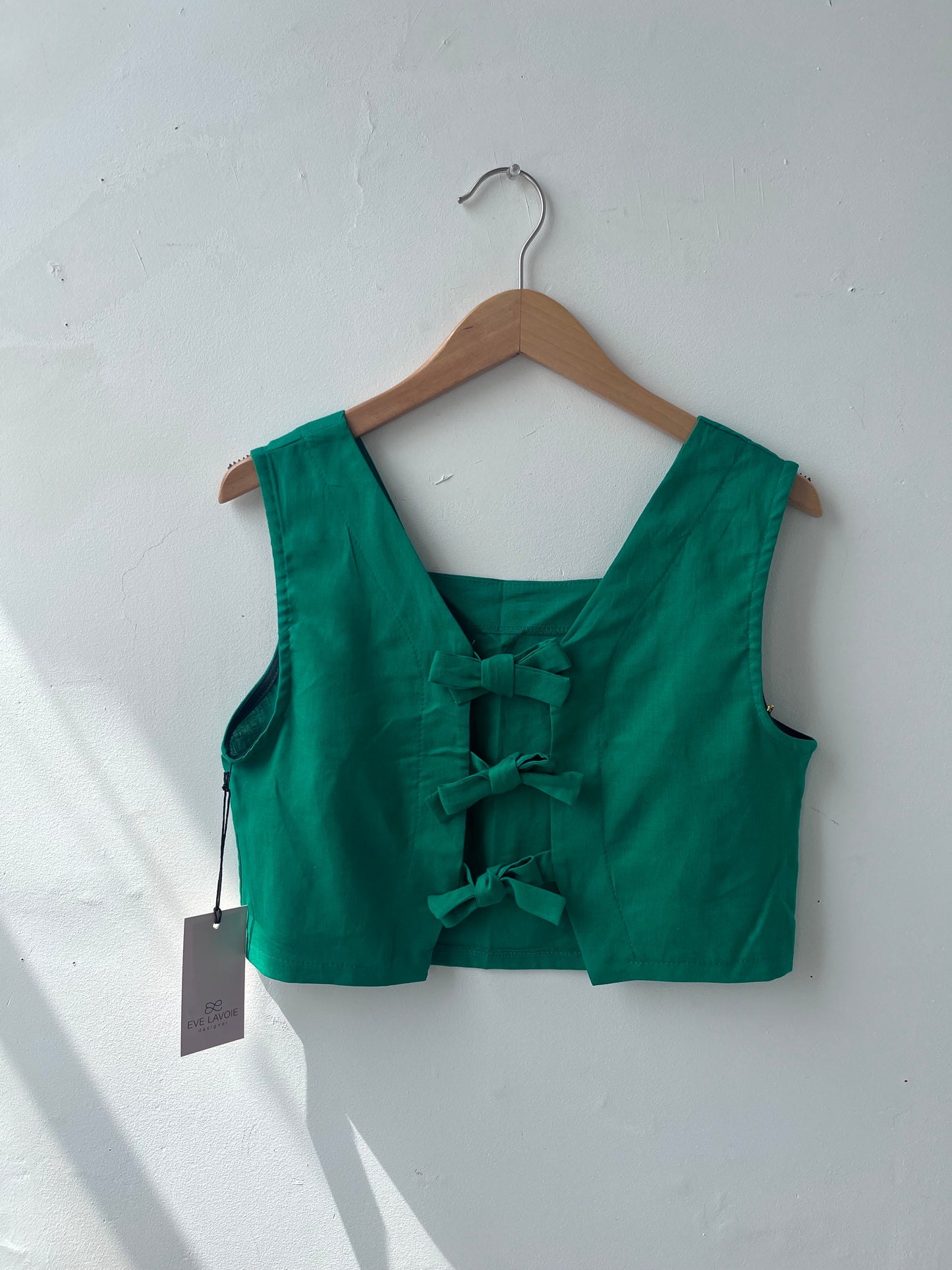 Haut court tissé vert Prêle S DEFECT