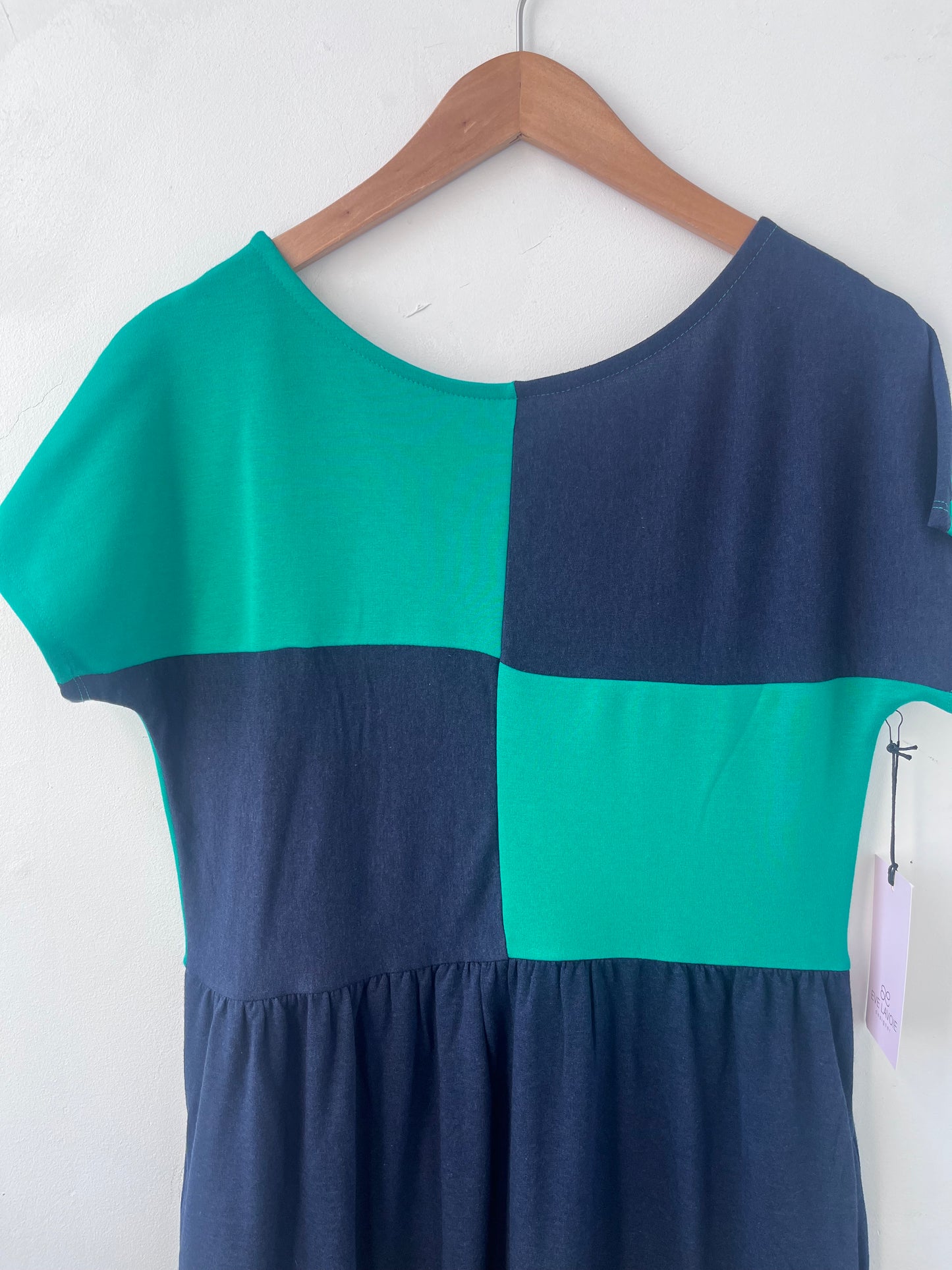 Robe ample deux tons vert/marine S DEFECT