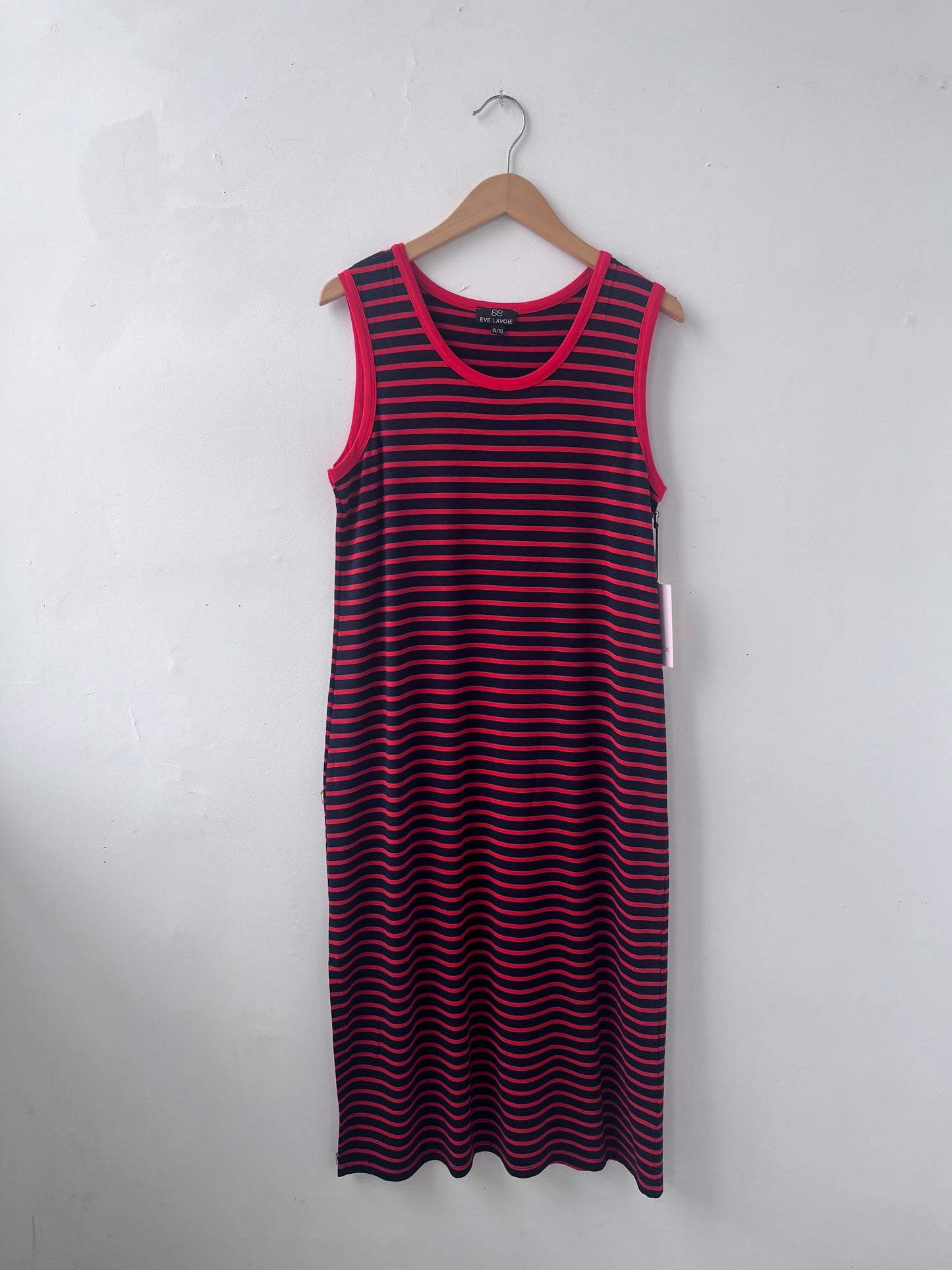 Robe/camisole longue rayure/rouge Calla XL DEFECT