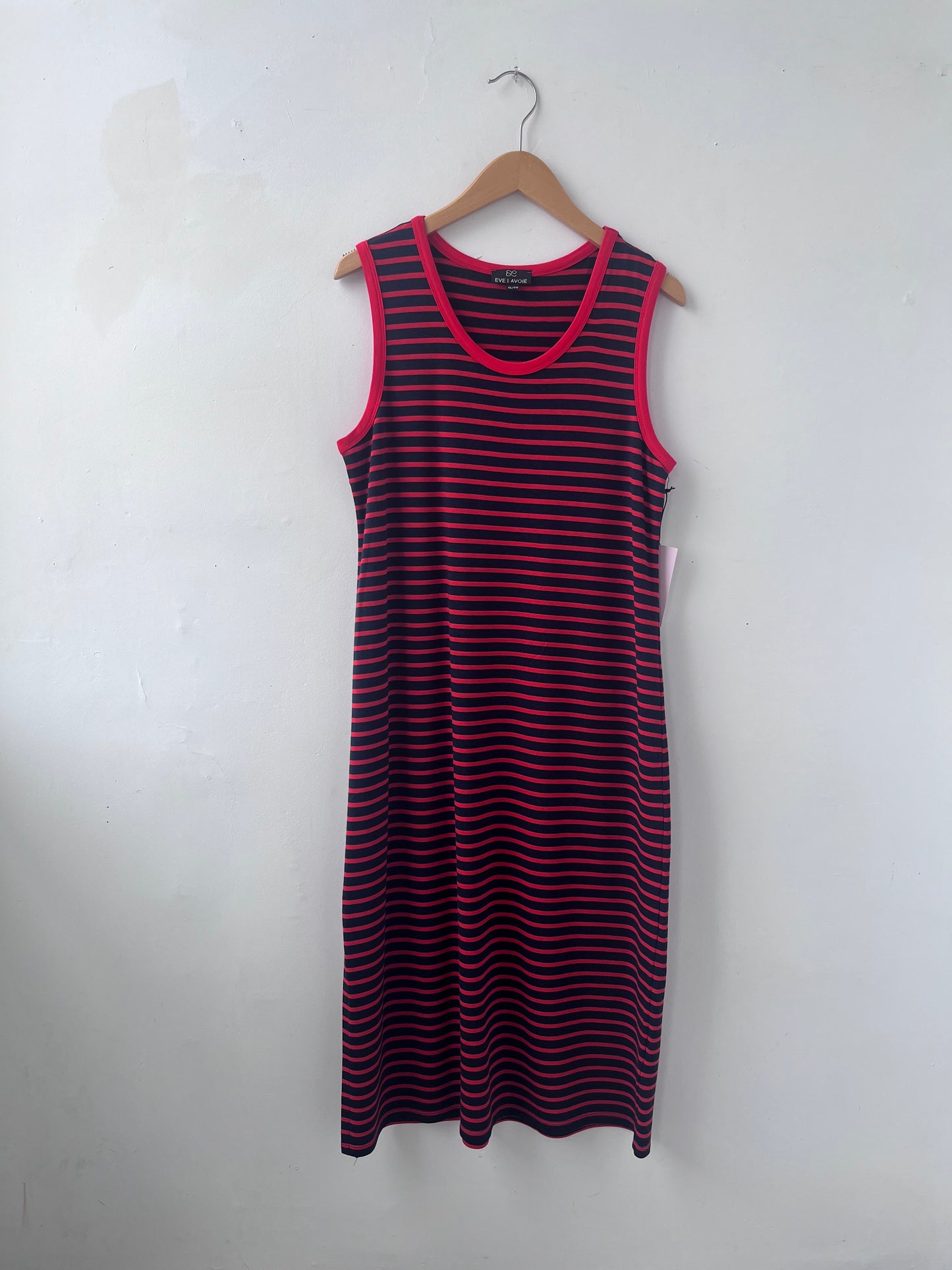 Robe/camisole longue rayure/rouge Calla XL DEFECT
