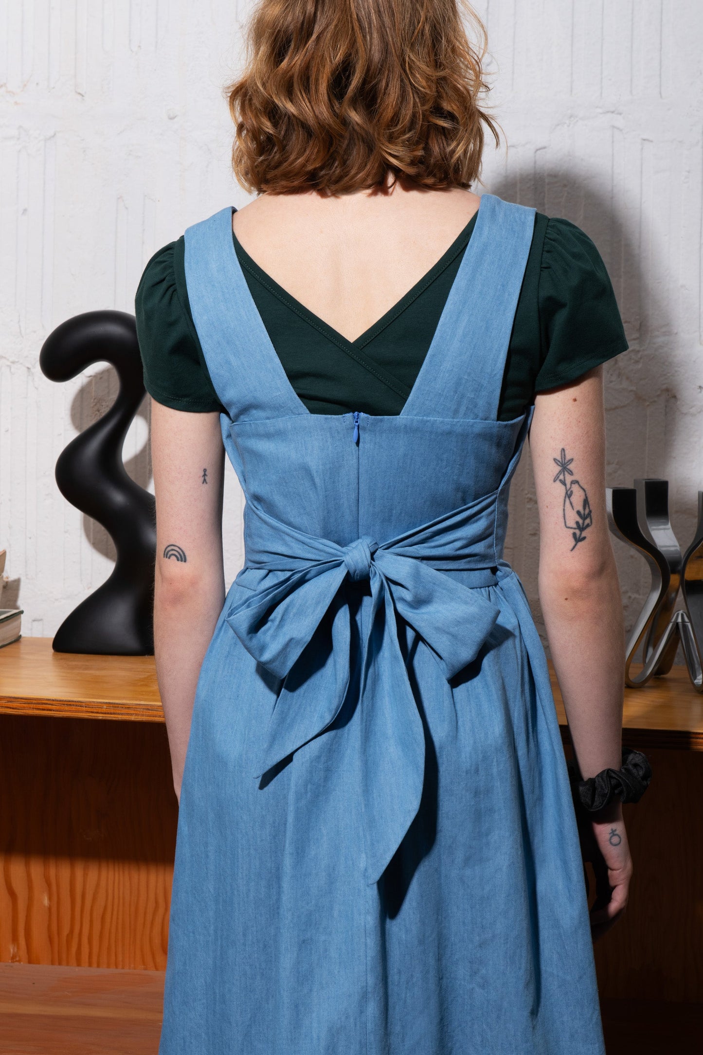 Robe bustier en denim bleu Iris