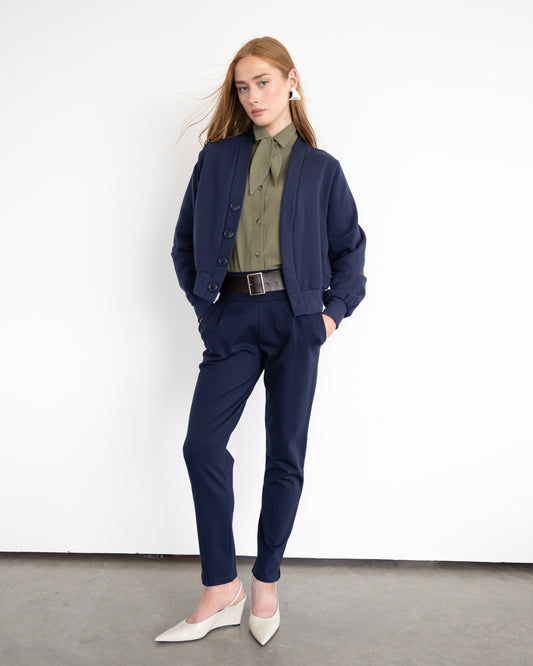 Cardigan Molletonné Douglas bleu marine