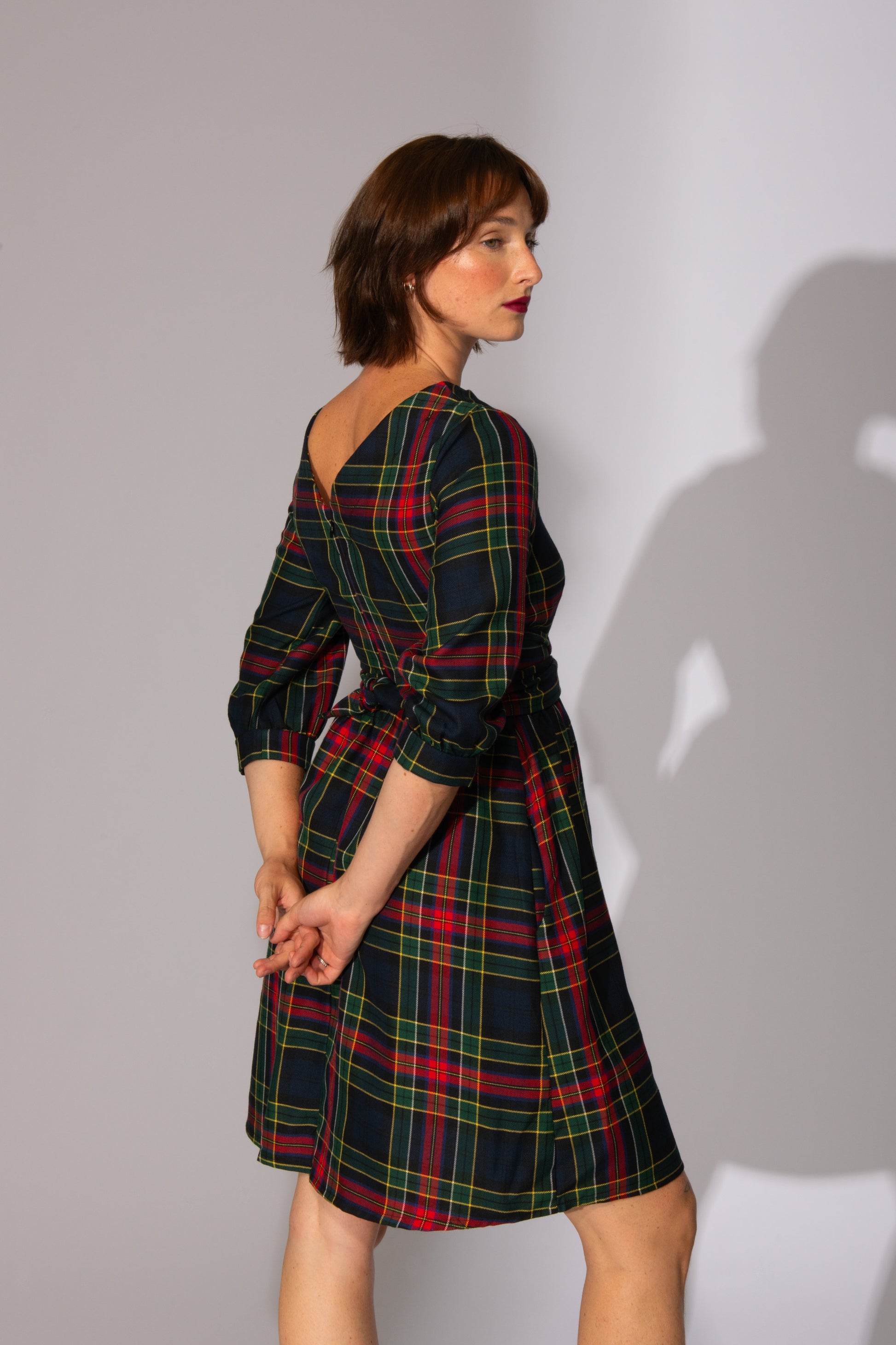Robe tissée tartan carreaux rouge marine Do You Realize