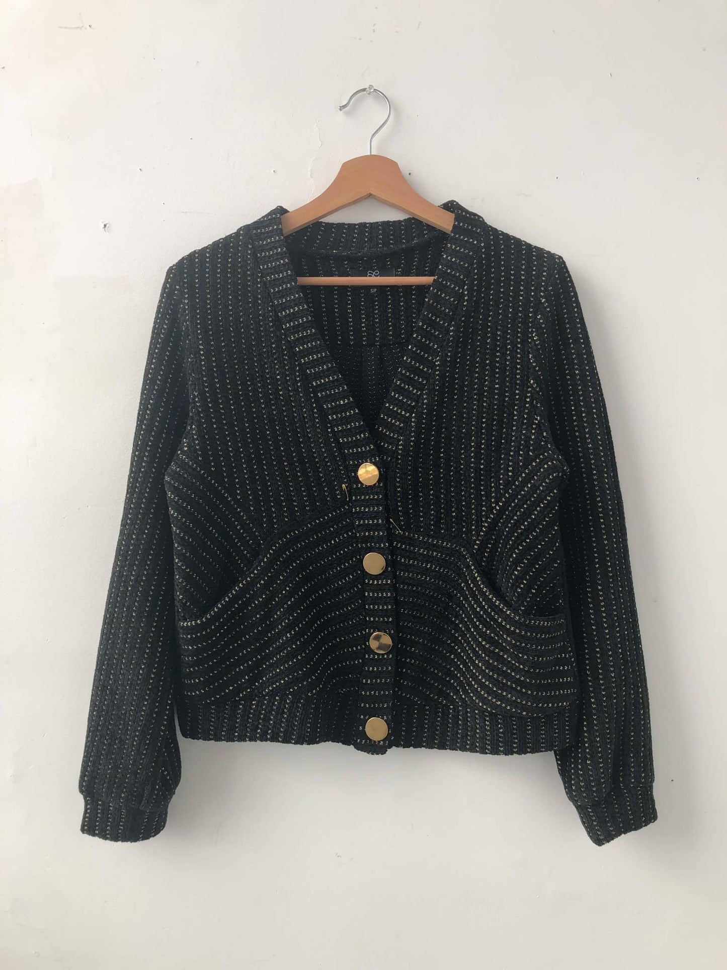 Cardigan en tricot noir Gold Lion - Petit/Small