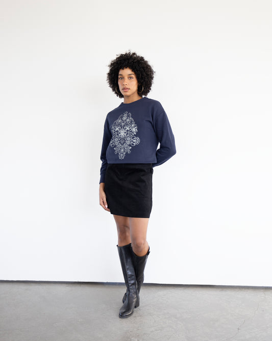 chandail molletonné sérigraphié Hannay bleu marine