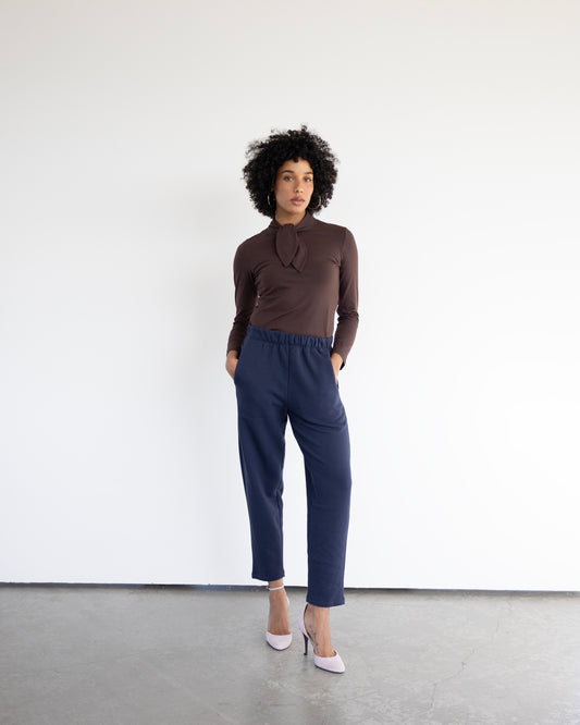 pantalon molletonné Baxter de couleur marine