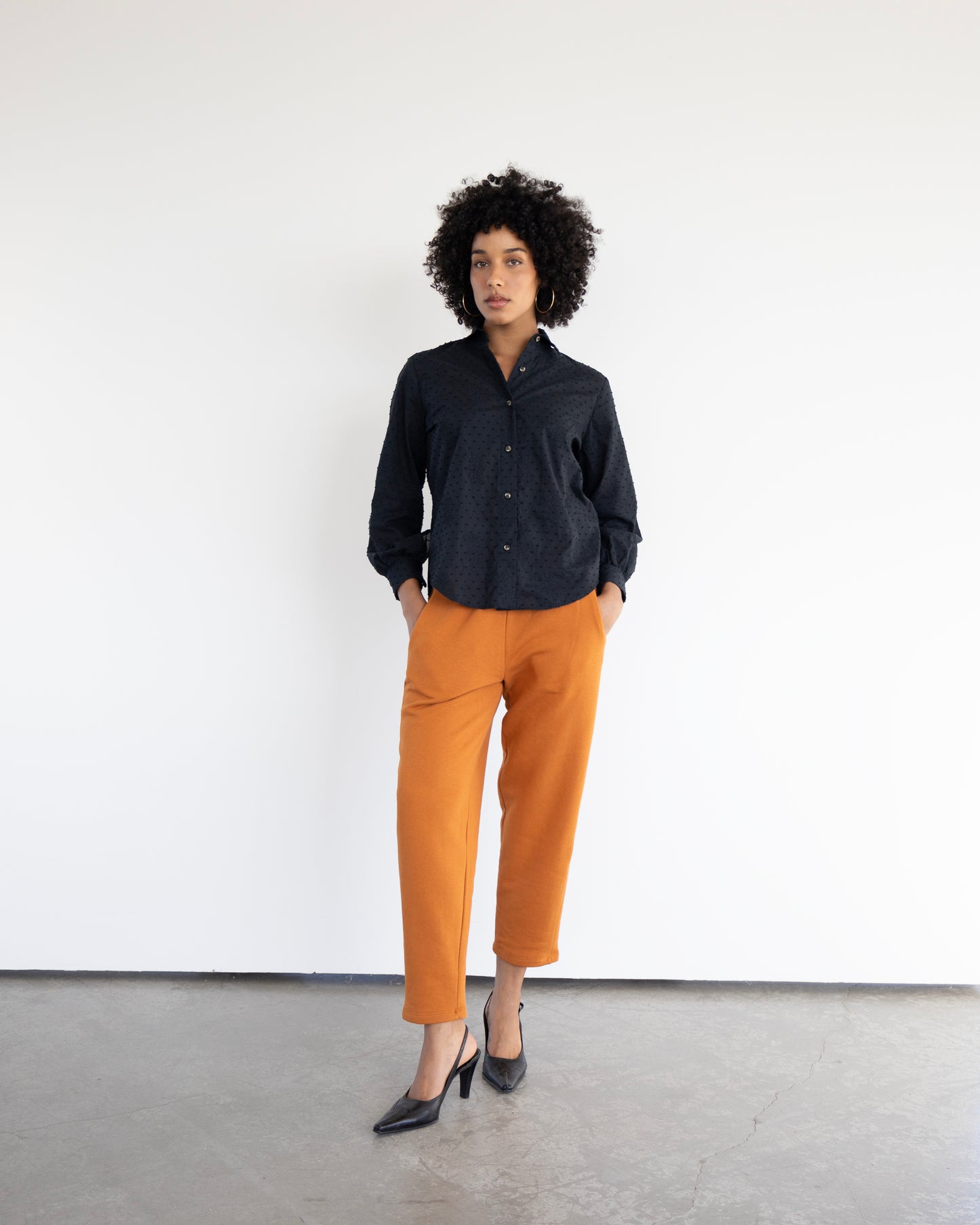 Pantalon molletonné Baxter de couleur orange brulé