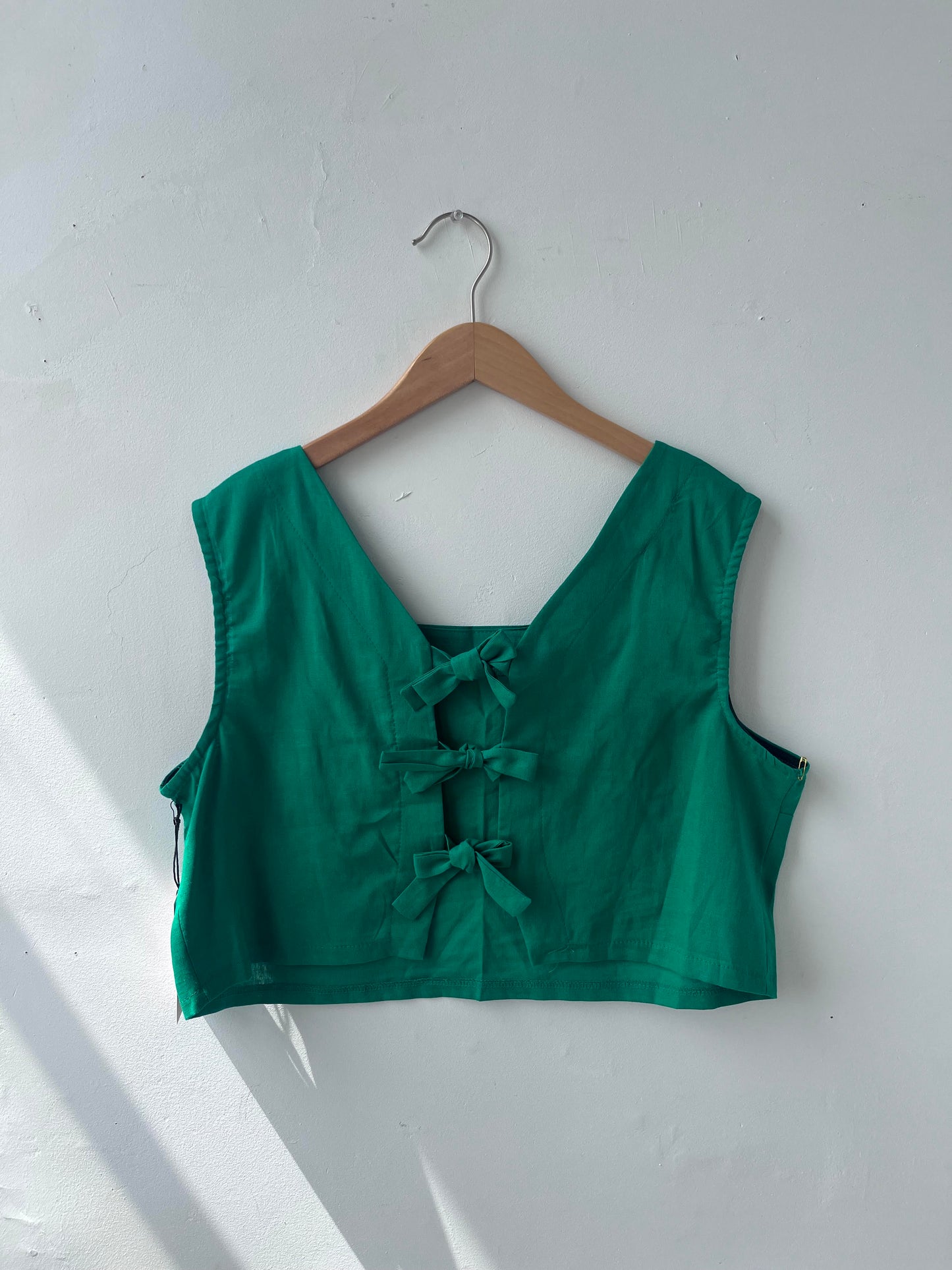 Haut court tissé vert Prêle XL DEFECT