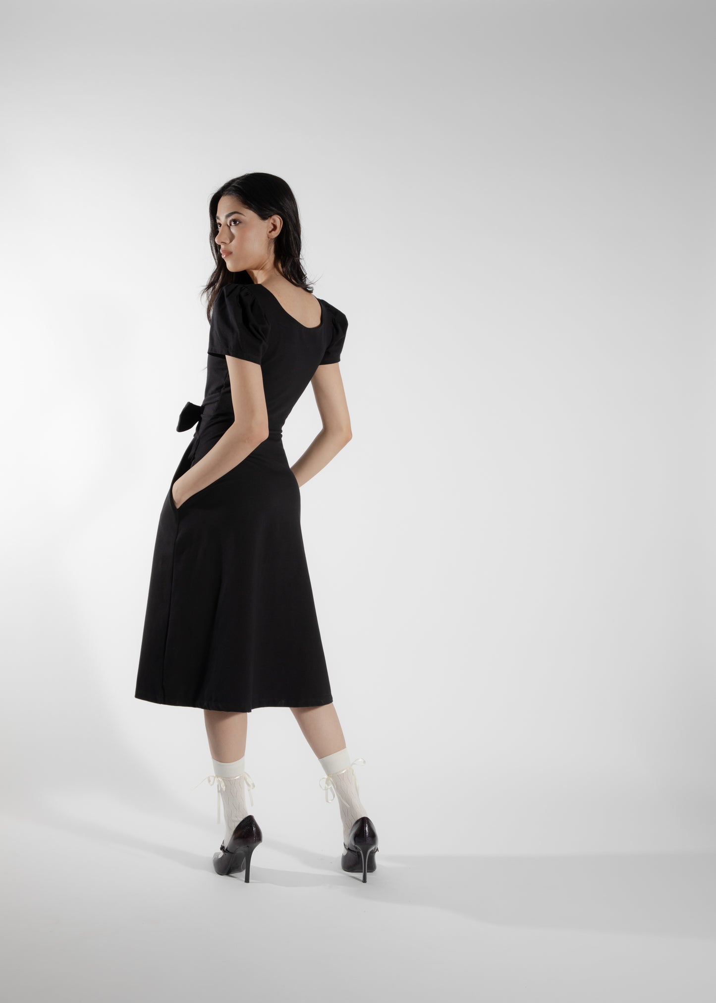 Robe longue réversible noire Naïade