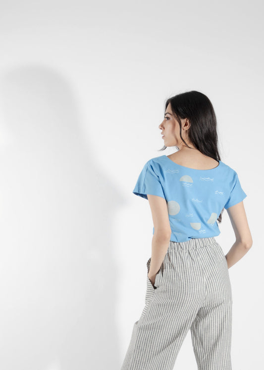 Isoèle azure Print T-shirt 