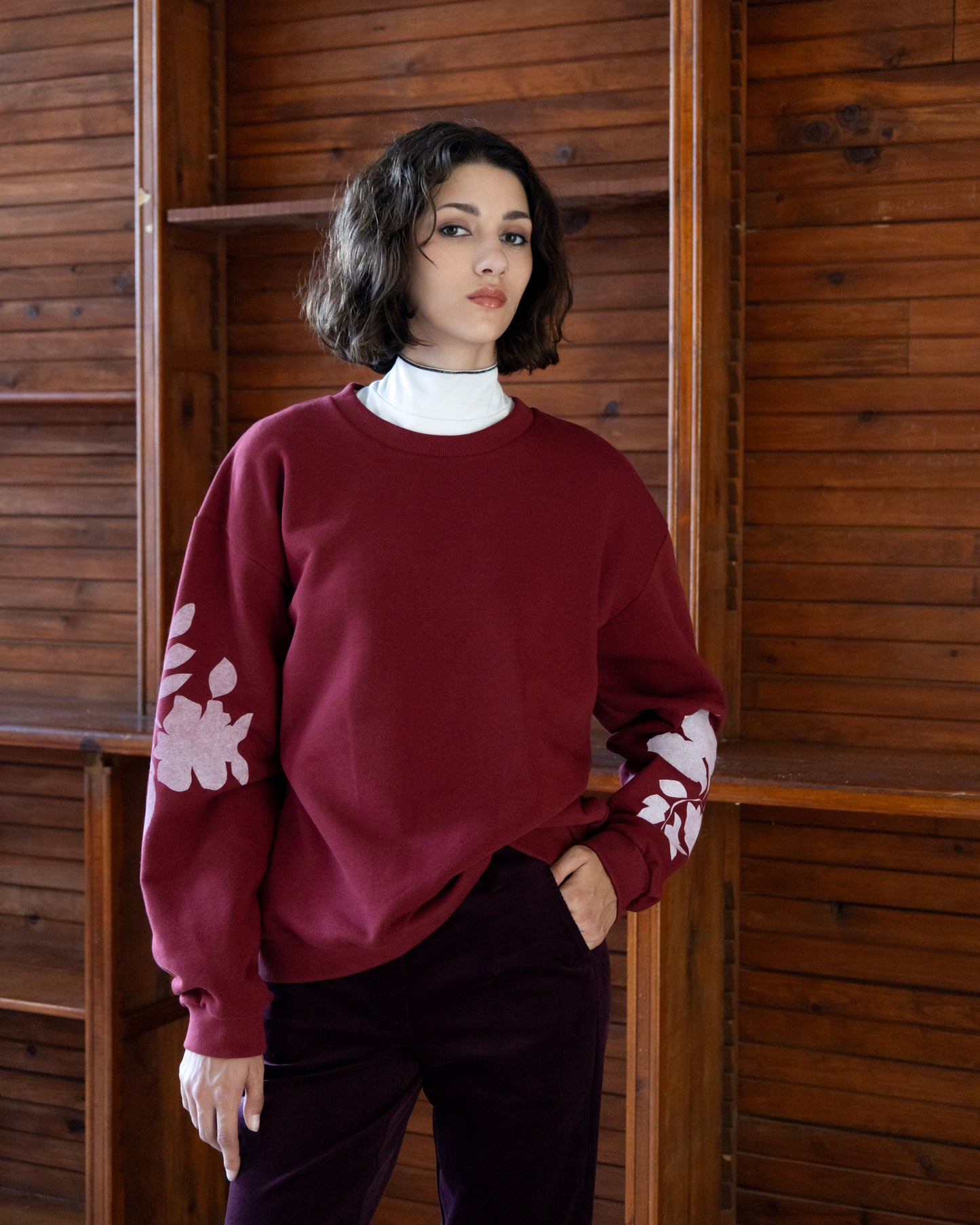 Crewneck sérigraphié Grenat bourgogne