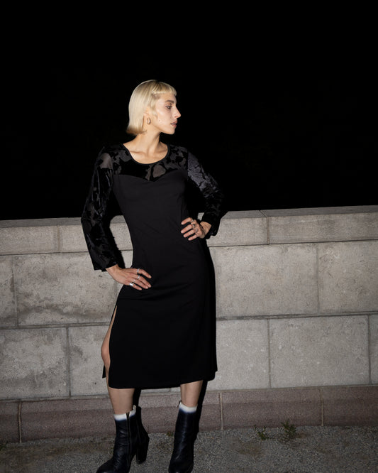 Robe Agate noir/dentelle