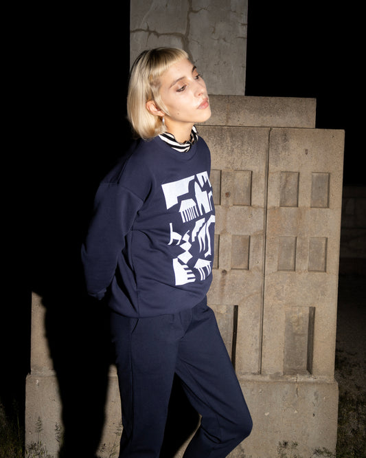 Crewneck sérigraphié Grenat marine