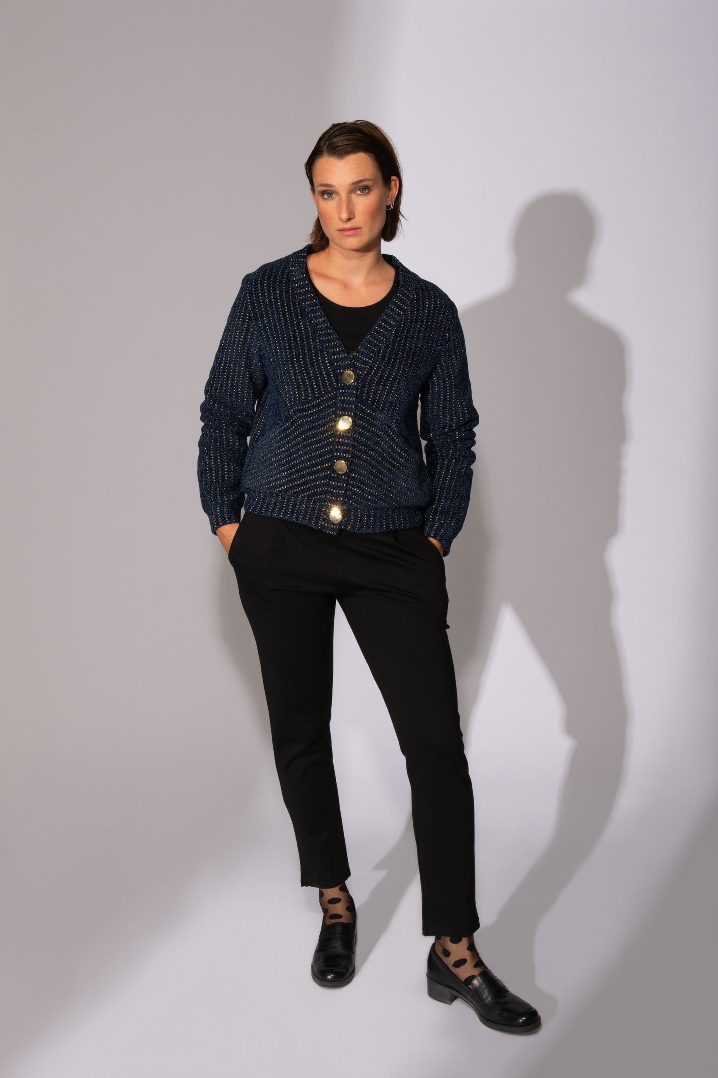 Cardigan en tricot marine Gold Lion