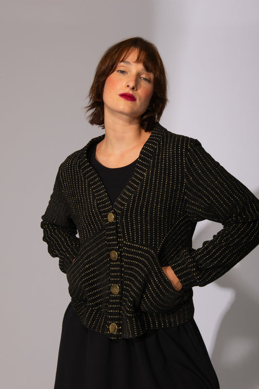 Cardigan en tricot noir Gold Lion