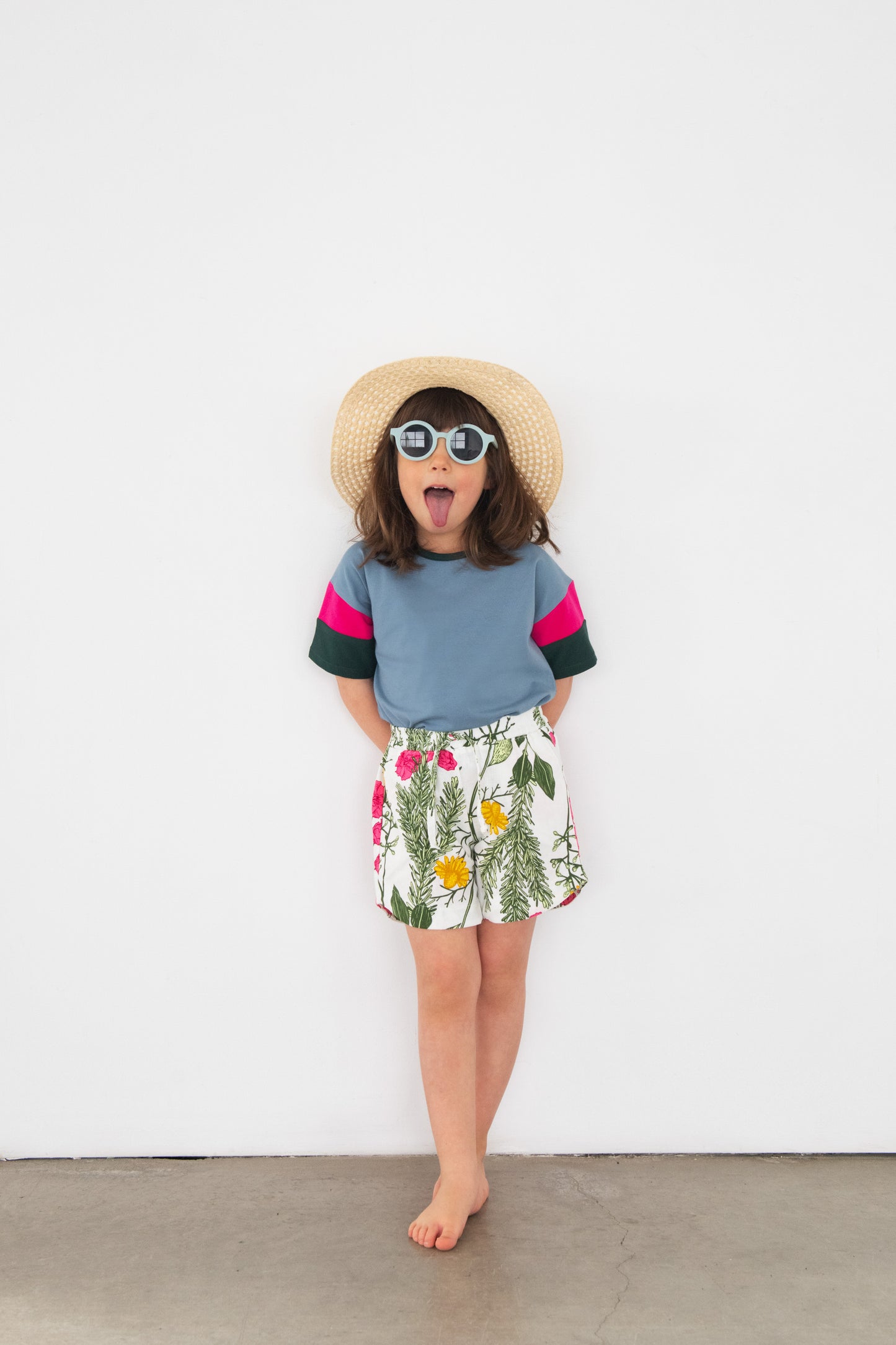 Floral grow with me shorts for kids