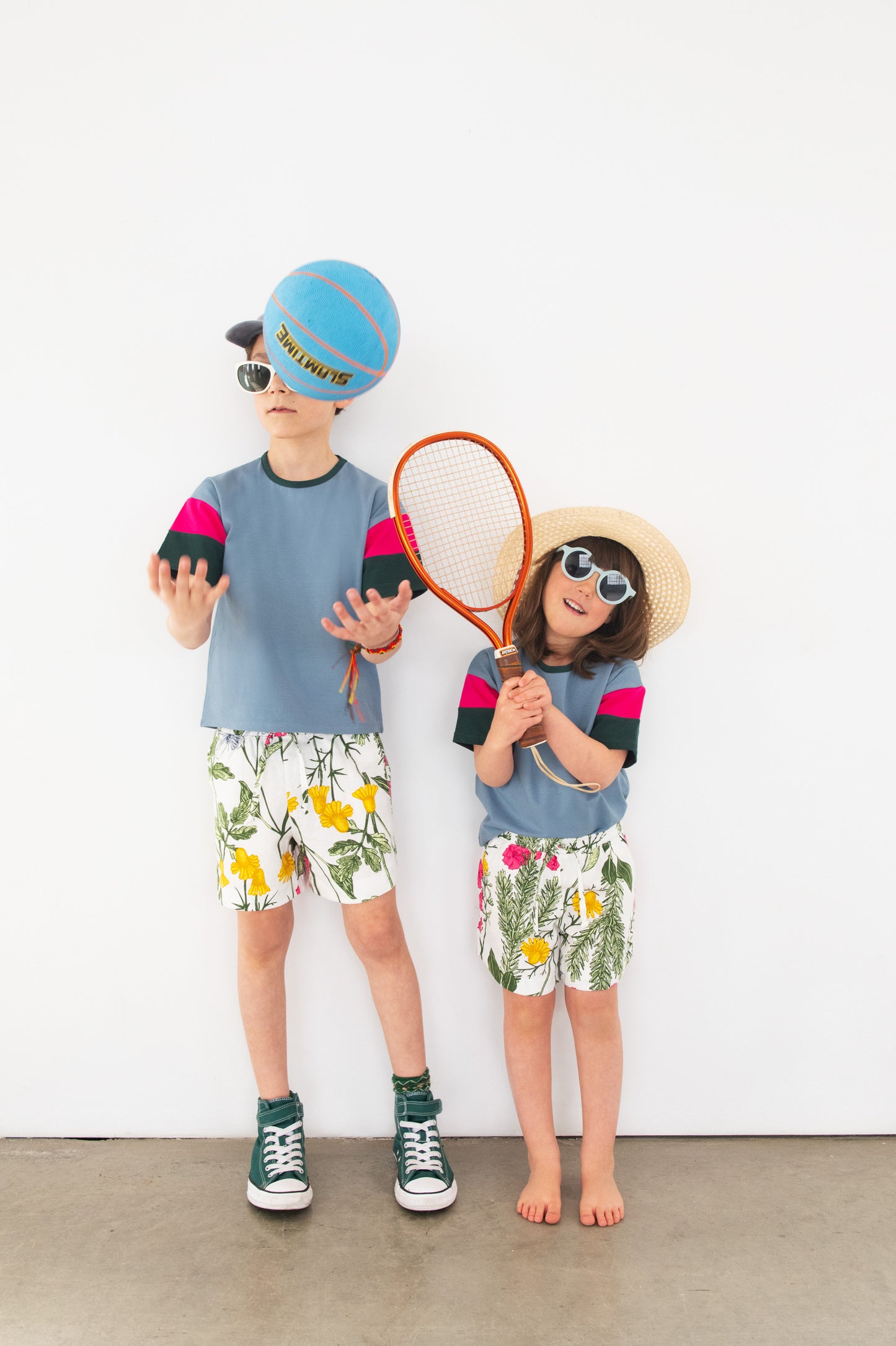 Floral grow with me shorts for kids