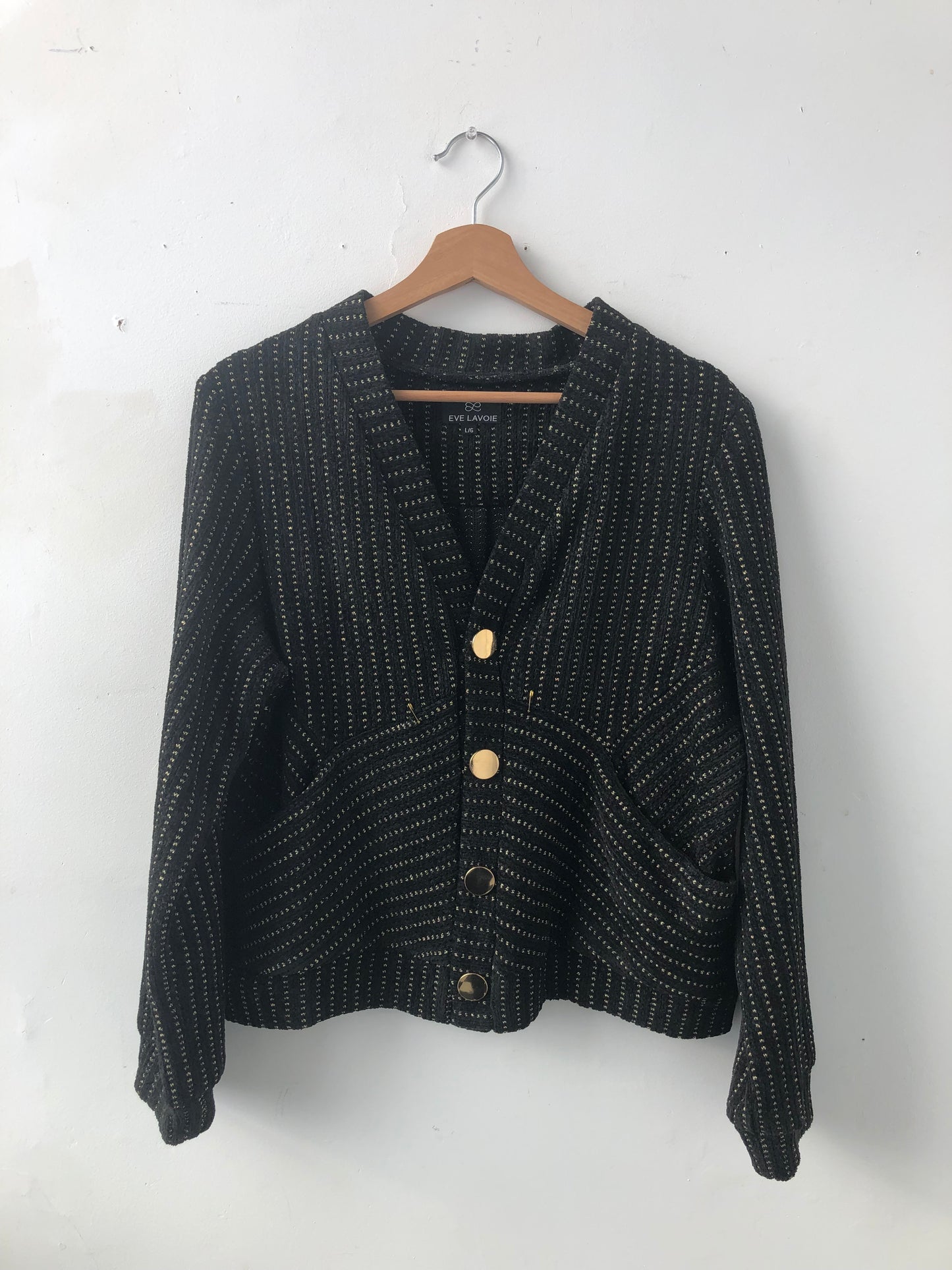 Cardigan en tricot noir Gold Lion - Moyen/Medium