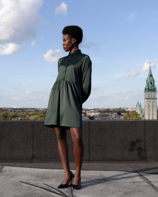 Robe Jade satin vert