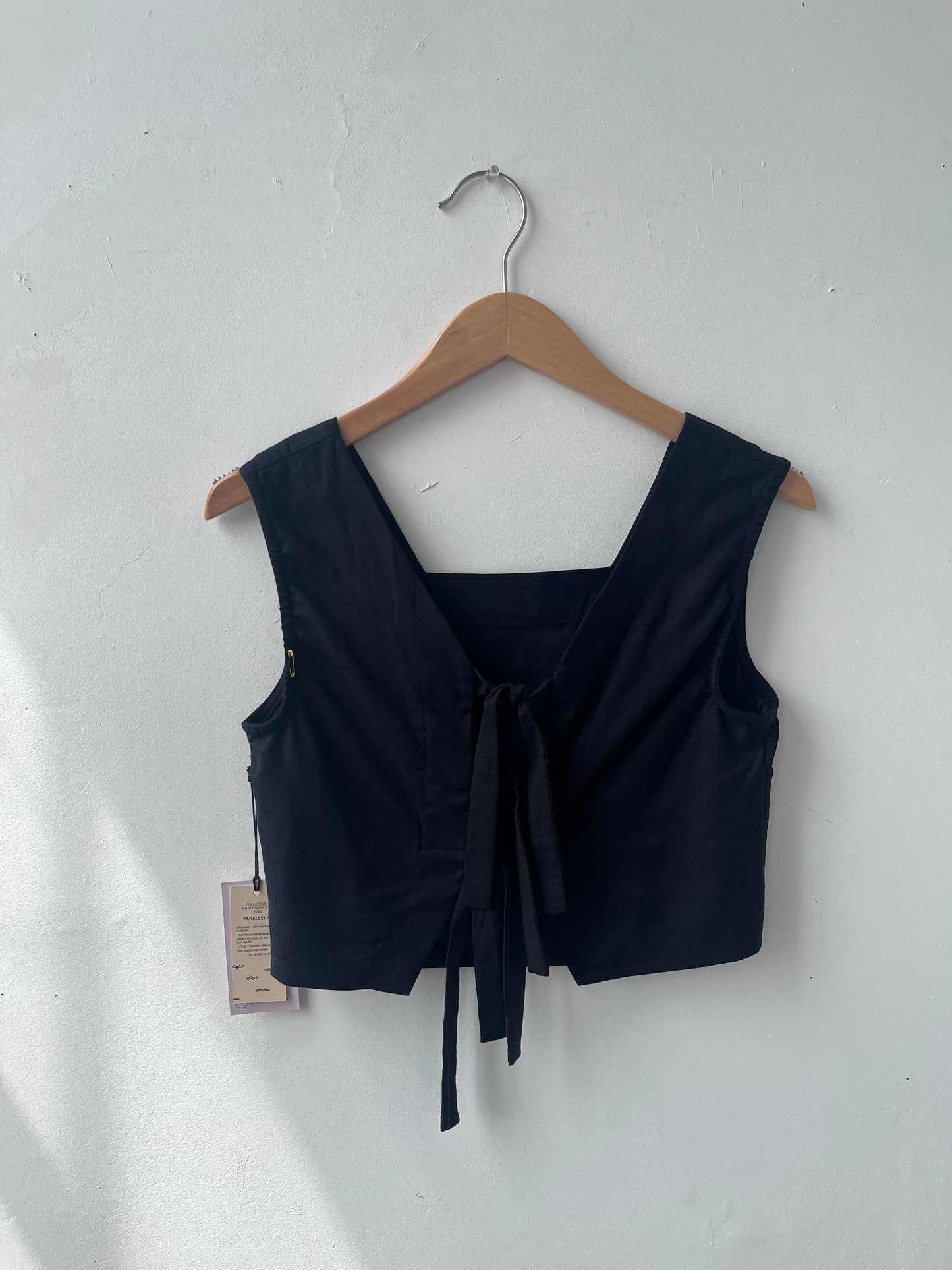 Haut court tissé noir Prêle XS DEFECT