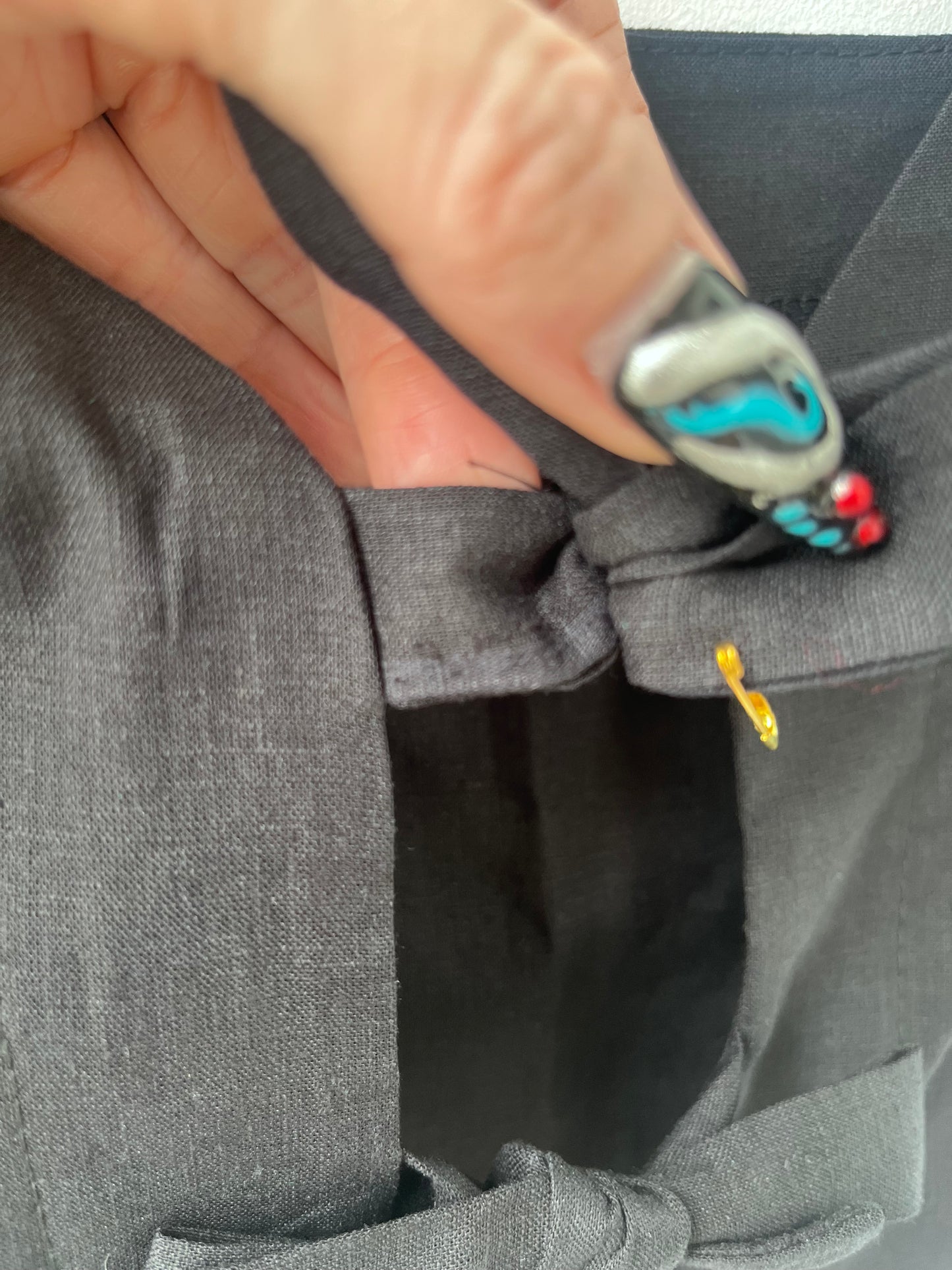 Haut court tissé noir Prêle M DEFECT
